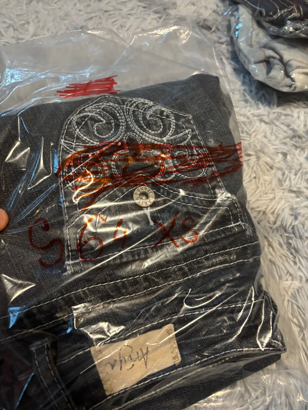 Süße Y2K Lowwaist Bootcut Jeans mit tollen Backprint /women 00s 90s vintage baddie (XS) S64