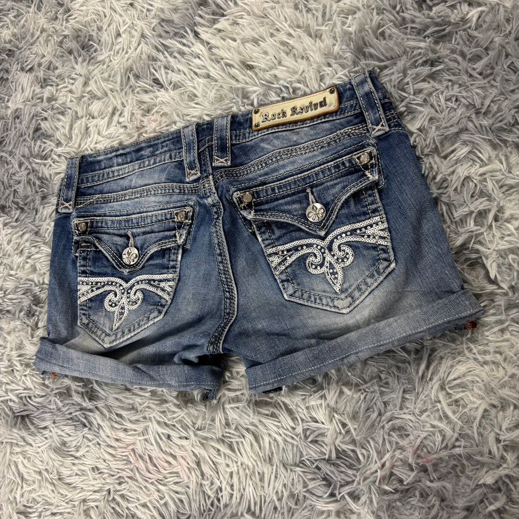 Rock Revival Shorts / Hotpants für Frauen mit Backprint 00s 90s vintage baddie (S-M) S29