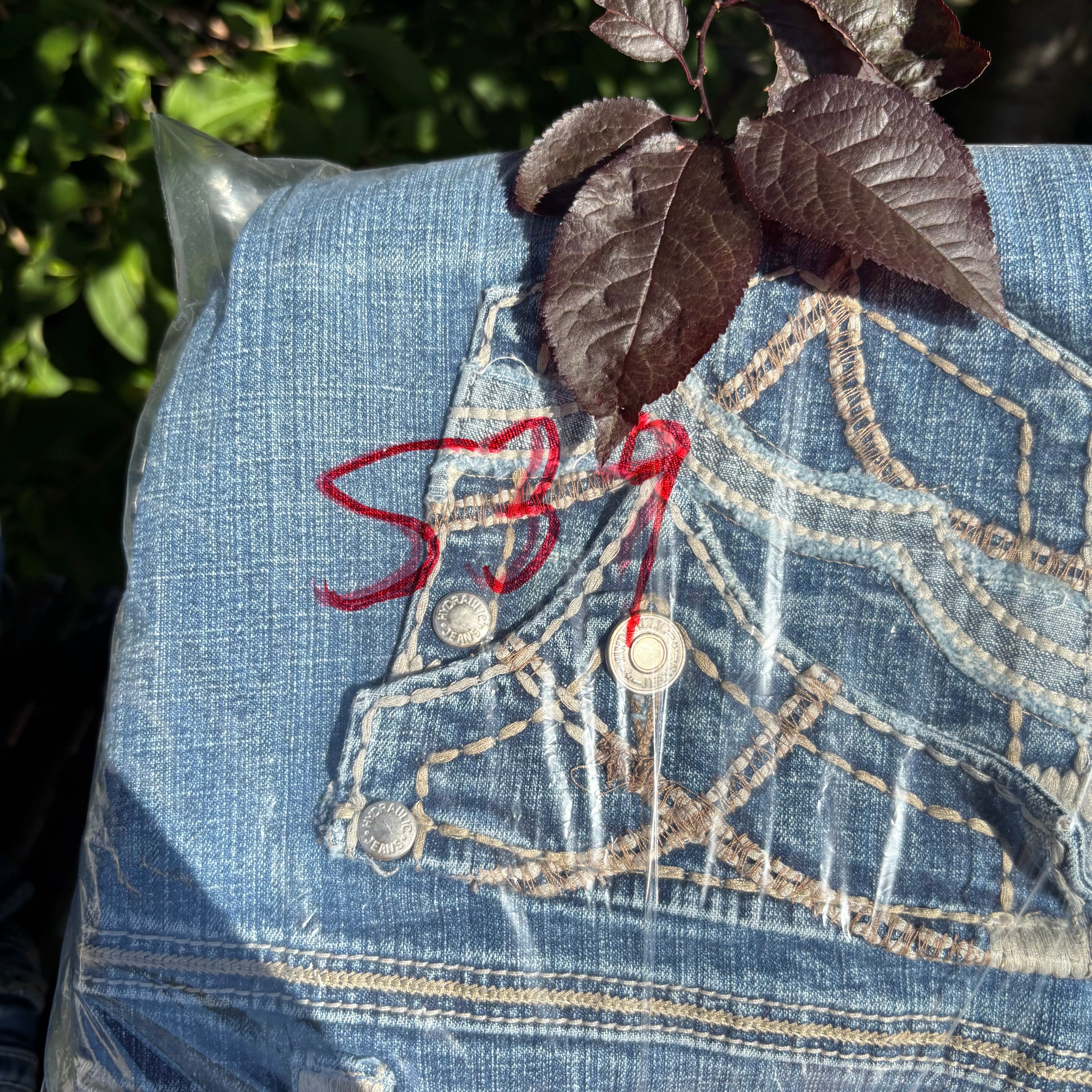 Süße Y2K Jeans Mit tollen Backprint für Frauen 00 90s vintage baddie (L) S39