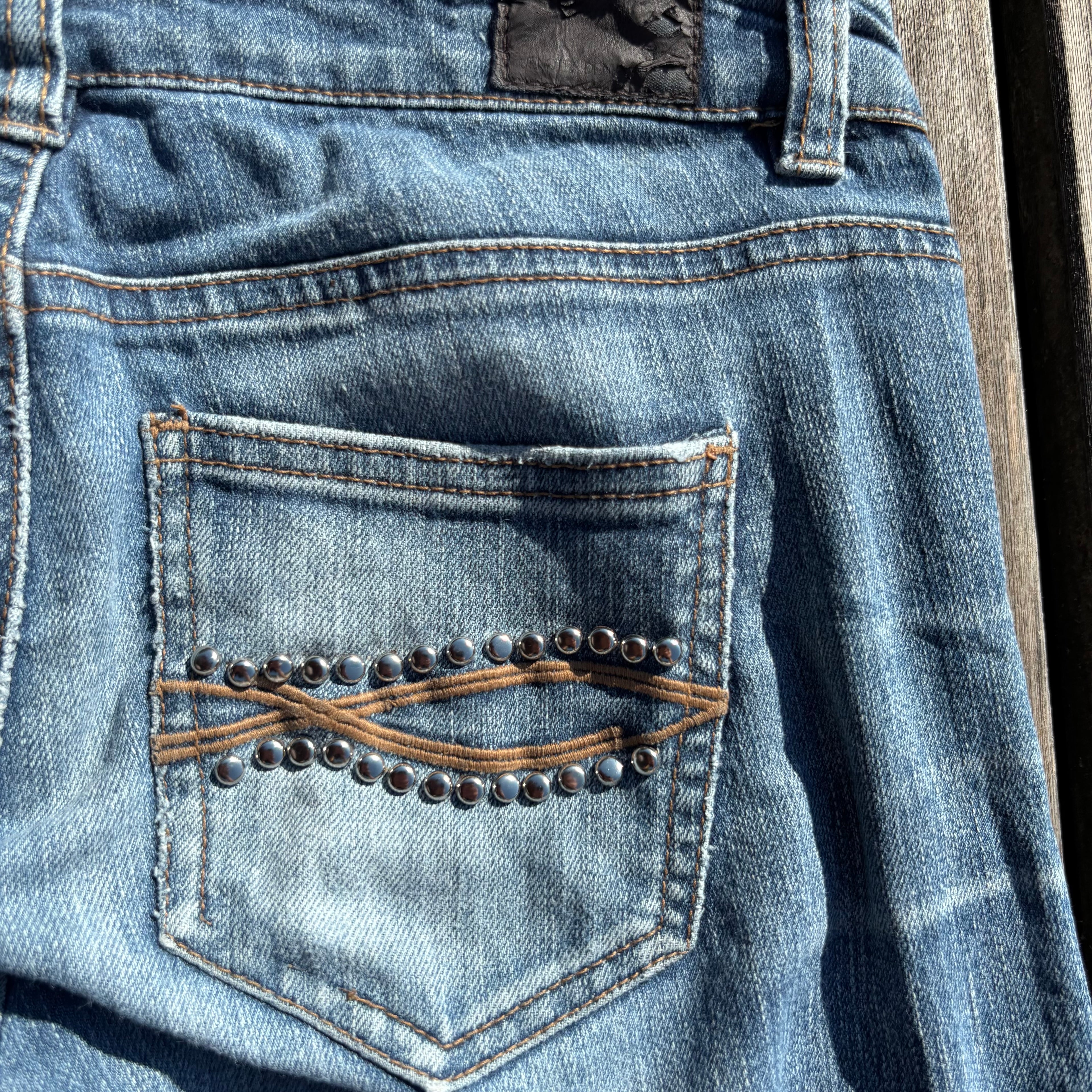Süße Y2K Lowwaist Bootcut Jeans mit tollen Backprint /women 00s 90s vintage baddie (XXS-XS) S62