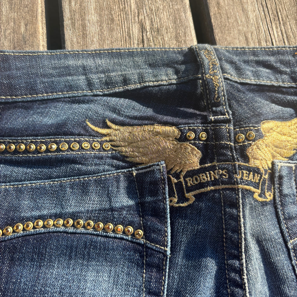 Süße Y2K Lowwaist Bootcut Jeans mit tollen Backprint /women 00s 90s vintage baddie (XXS-XS) S85