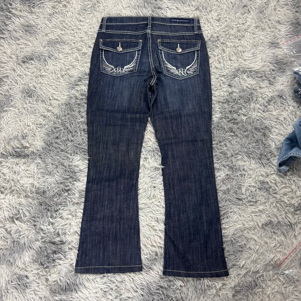Y2K Lowwaist Bootcut Jeans mit Backprint /women 00s 90s vintage baddie (S-M) /S30