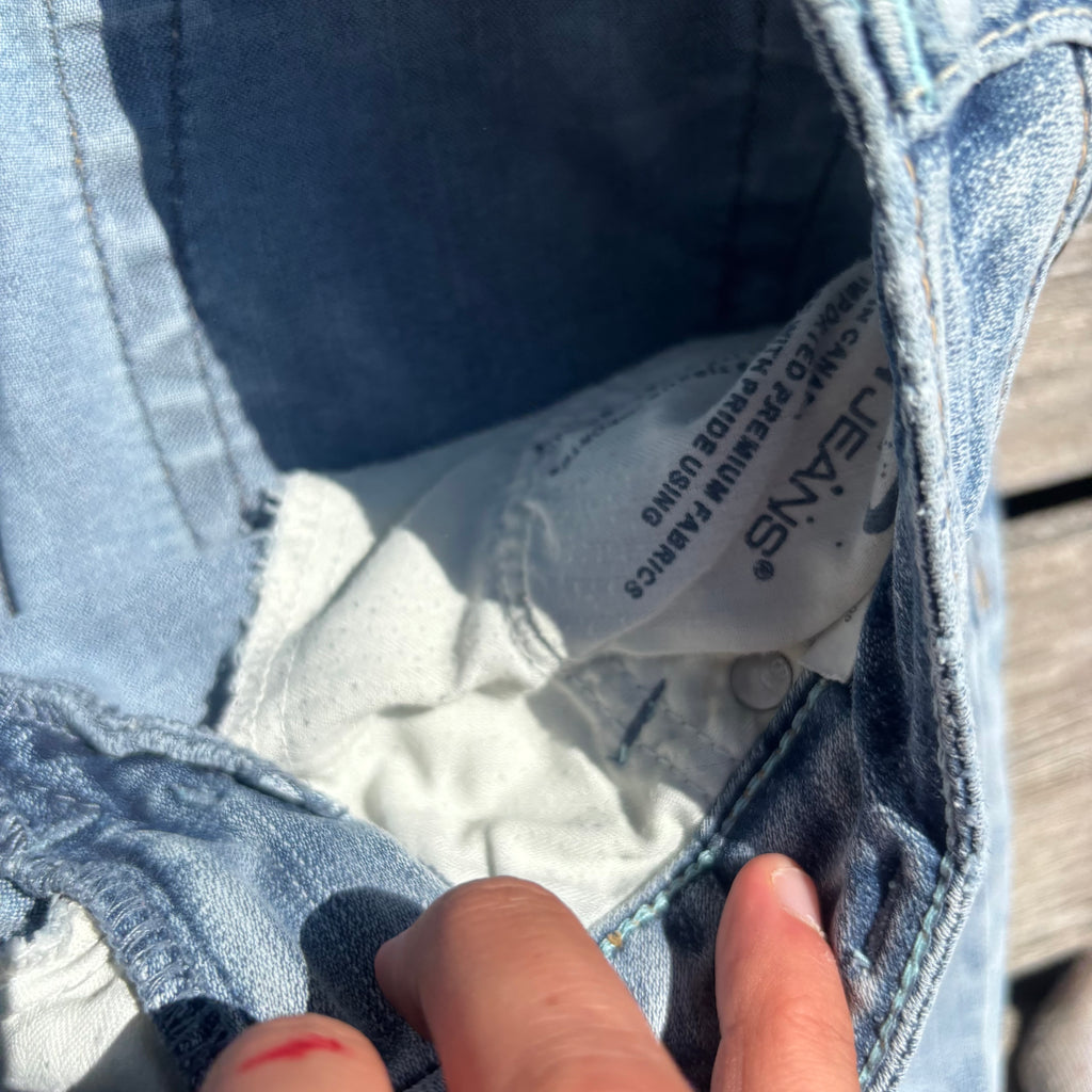 Süße Y2K Lowwaist Bootcut Jeans mit tollen Backprint /women 00s 90s vintage baddie 105 (S)