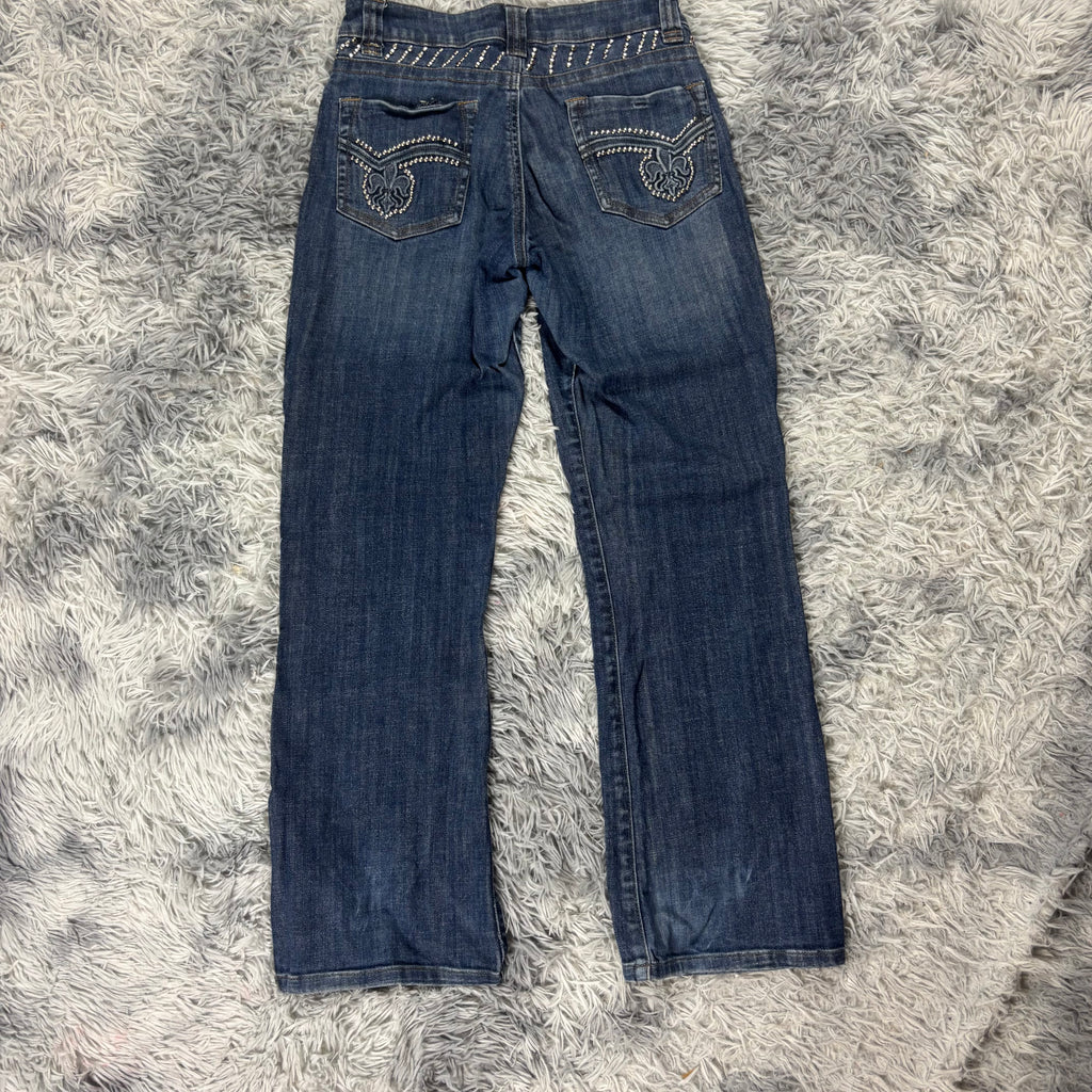 Süße Y2K Bootcut-Straight Jeans mit tollen Backprint /women lowwaist 00s 90s S11 XS
