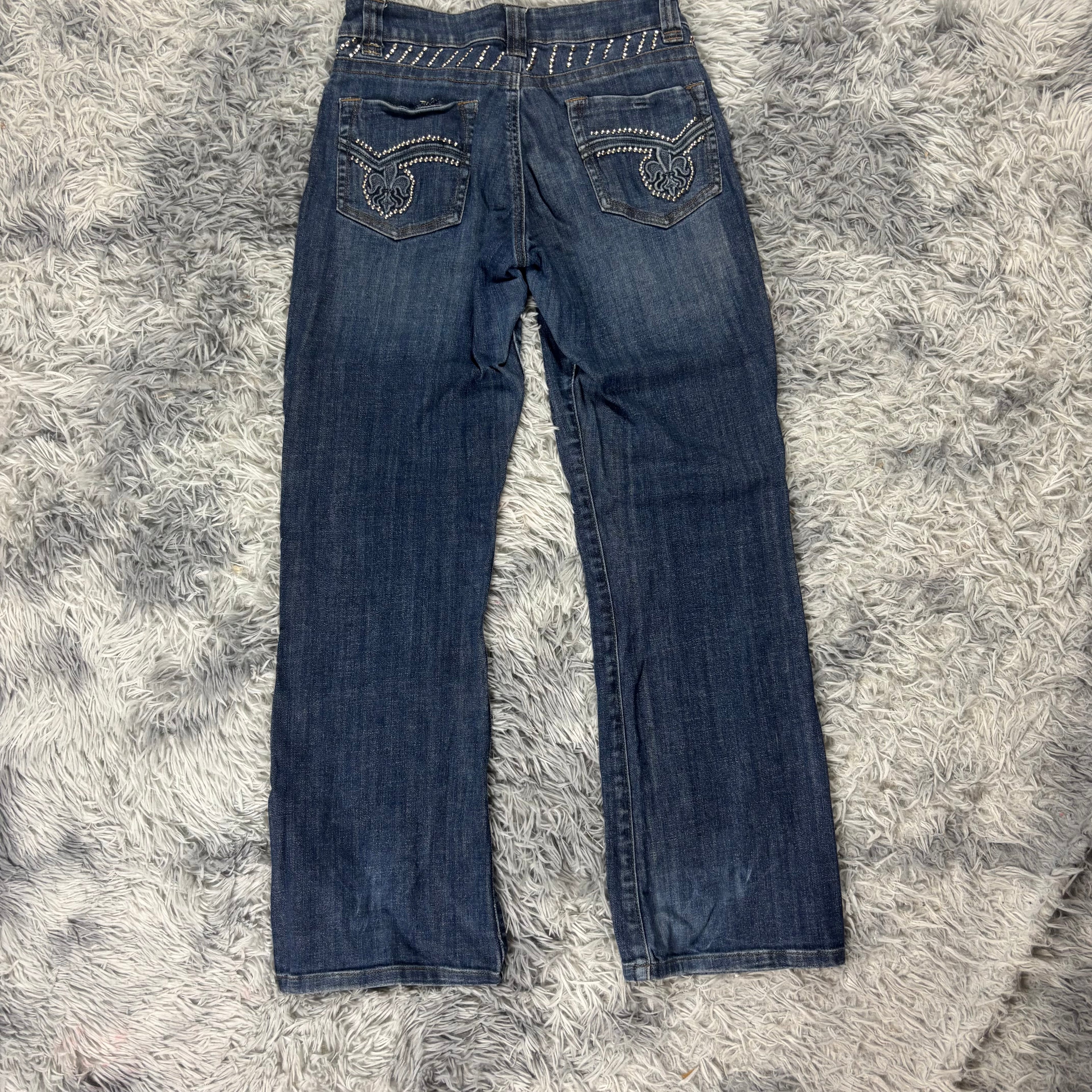 Süße Y2K Bootcut-Straight Jeans mit tollen Backprint /women lowwaist 00s 90s S11 XS
