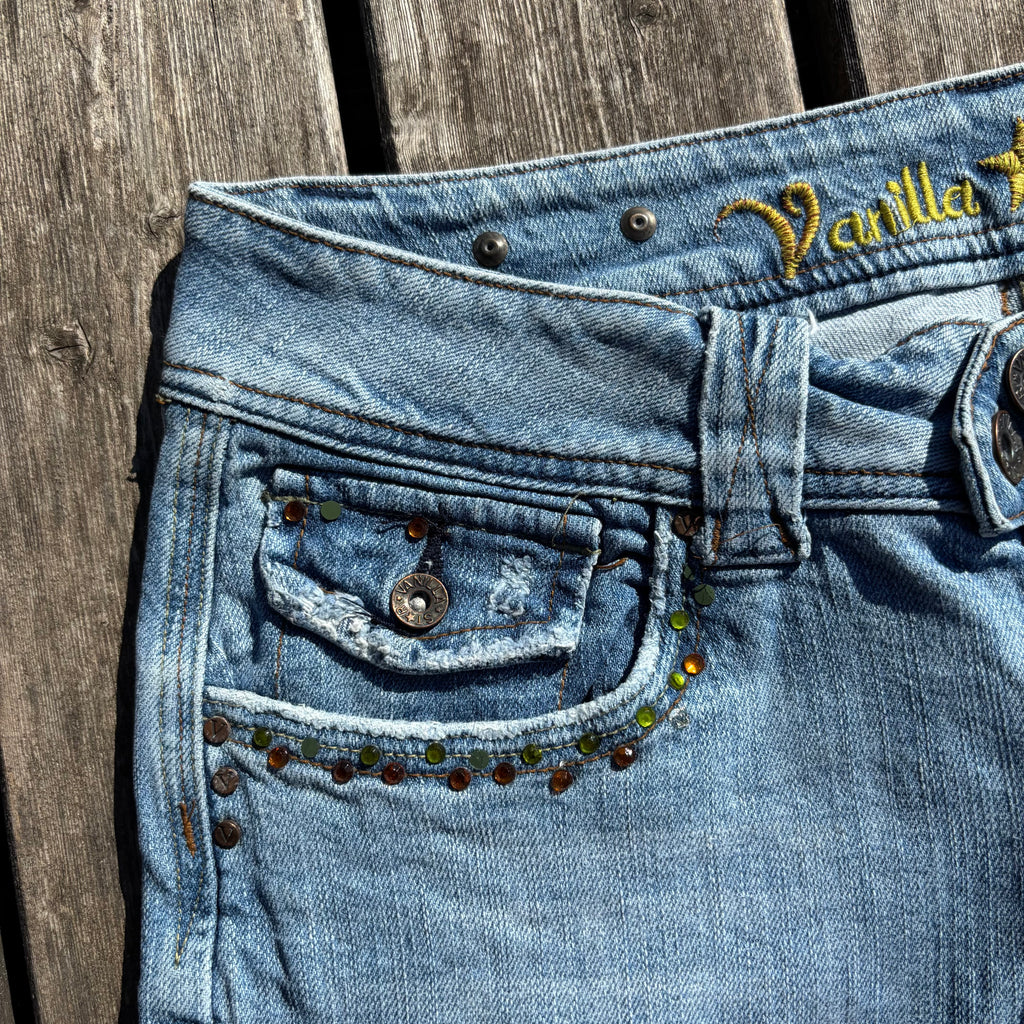 Süße Y2K Lowwaist Bootcut Jeans mit tollen Backprint /women 00s 90s vintage baddie(S-M) S61