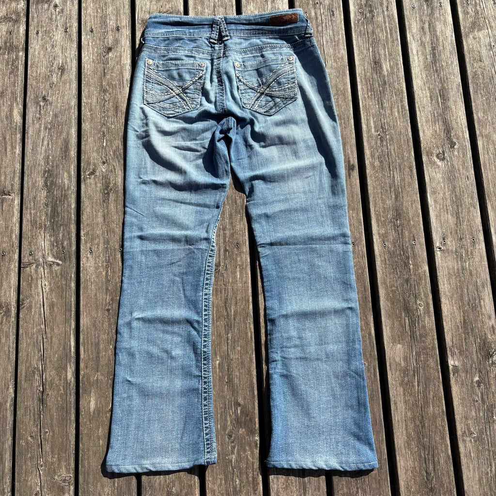 Süße Y2K Lowwaist Bootcut Jeans mit tollen Backprint /women 00s 90s vintage baddie (XS) S60
