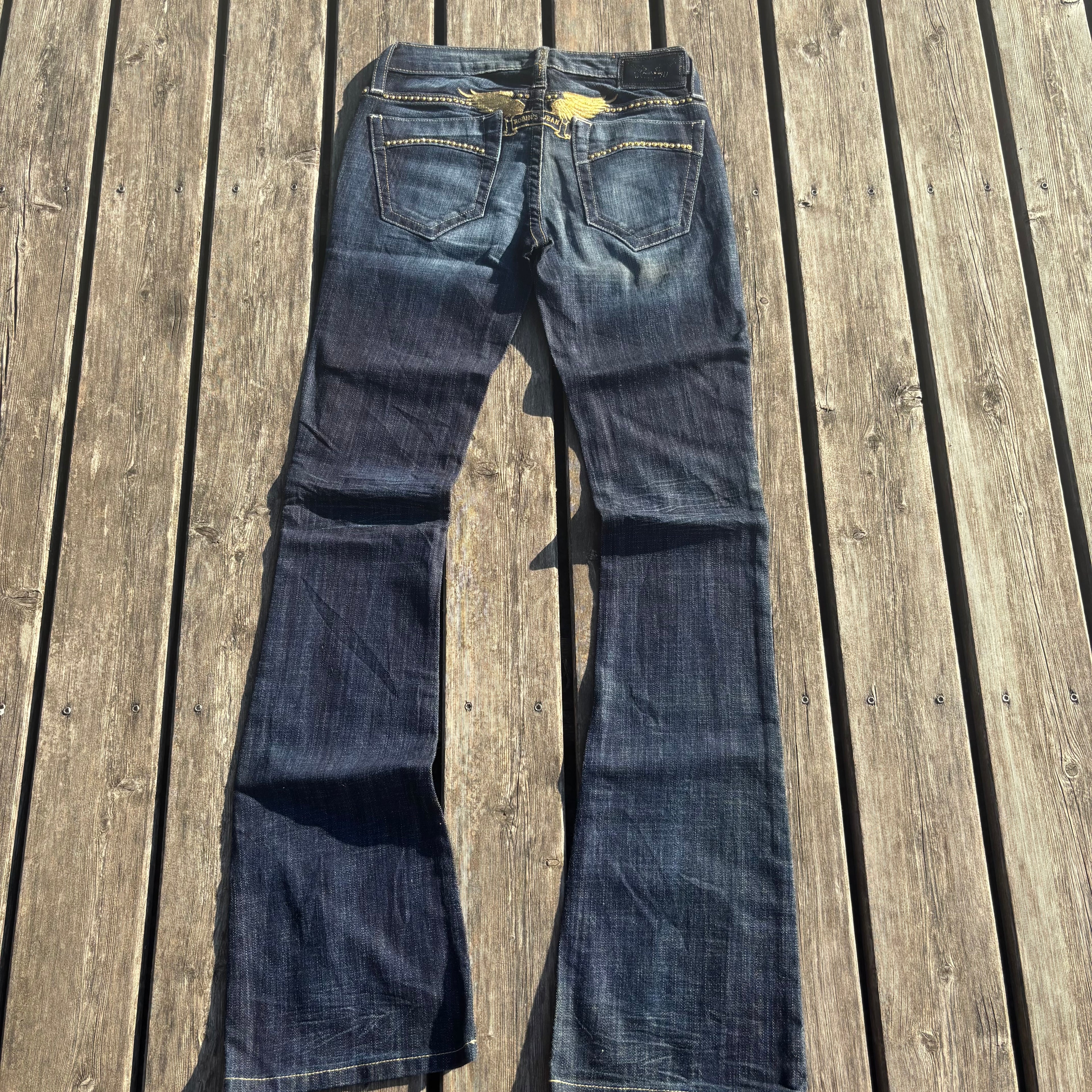 Süße Y2K Lowwaist Bootcut Jeans mit tollen Backprint /women 00s 90s vintage baddie (XXS-XS) S85