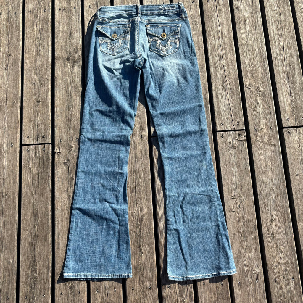 Süße Y2K Lowwaist Bootcut Jeans mit tollen Backprint XS-S /women 00s 90s vintage baddie S73