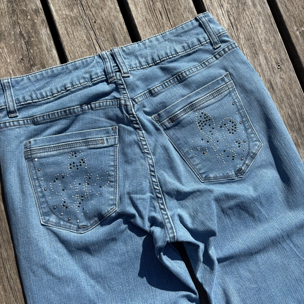 Süße Y2K Lowwaist Bootcut Jeans mit backprint /women 00s 90s vintage baddie (S) S43