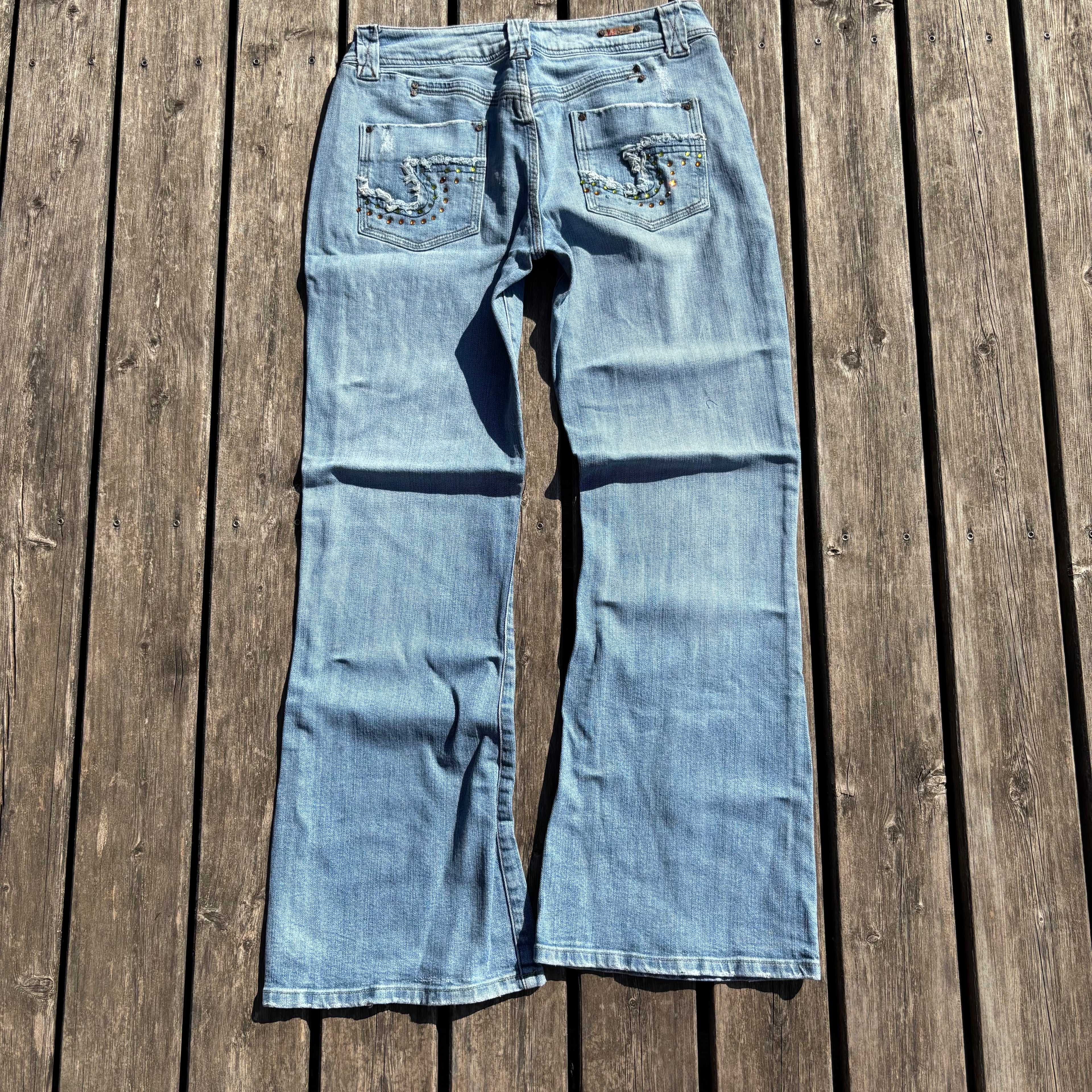Süße Y2K Lowwaist Bootcut Jeans mit tollen Backprint /women 00s 90s vintage baddie(S-M) S61