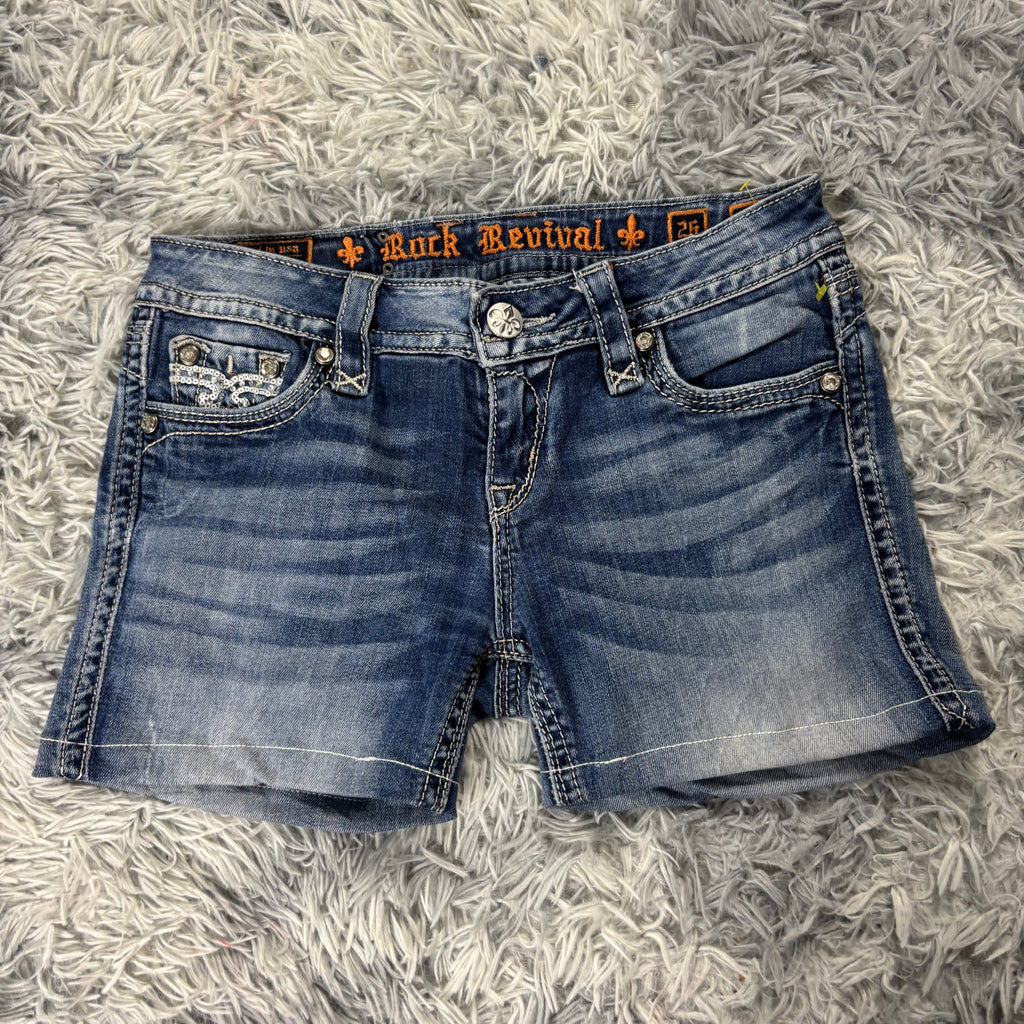 Rock Revival Shorts / Hotpants für Frauen mit Backprint 00s 90s vintage baddie (S-M) S29