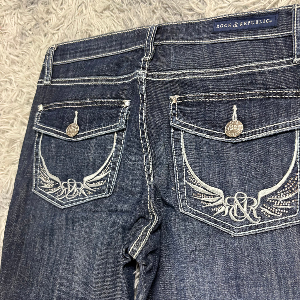Y2K Lowwaist Bootcut Jeans mit Backprint /women 00s 90s vintage baddie (S-M) /S30