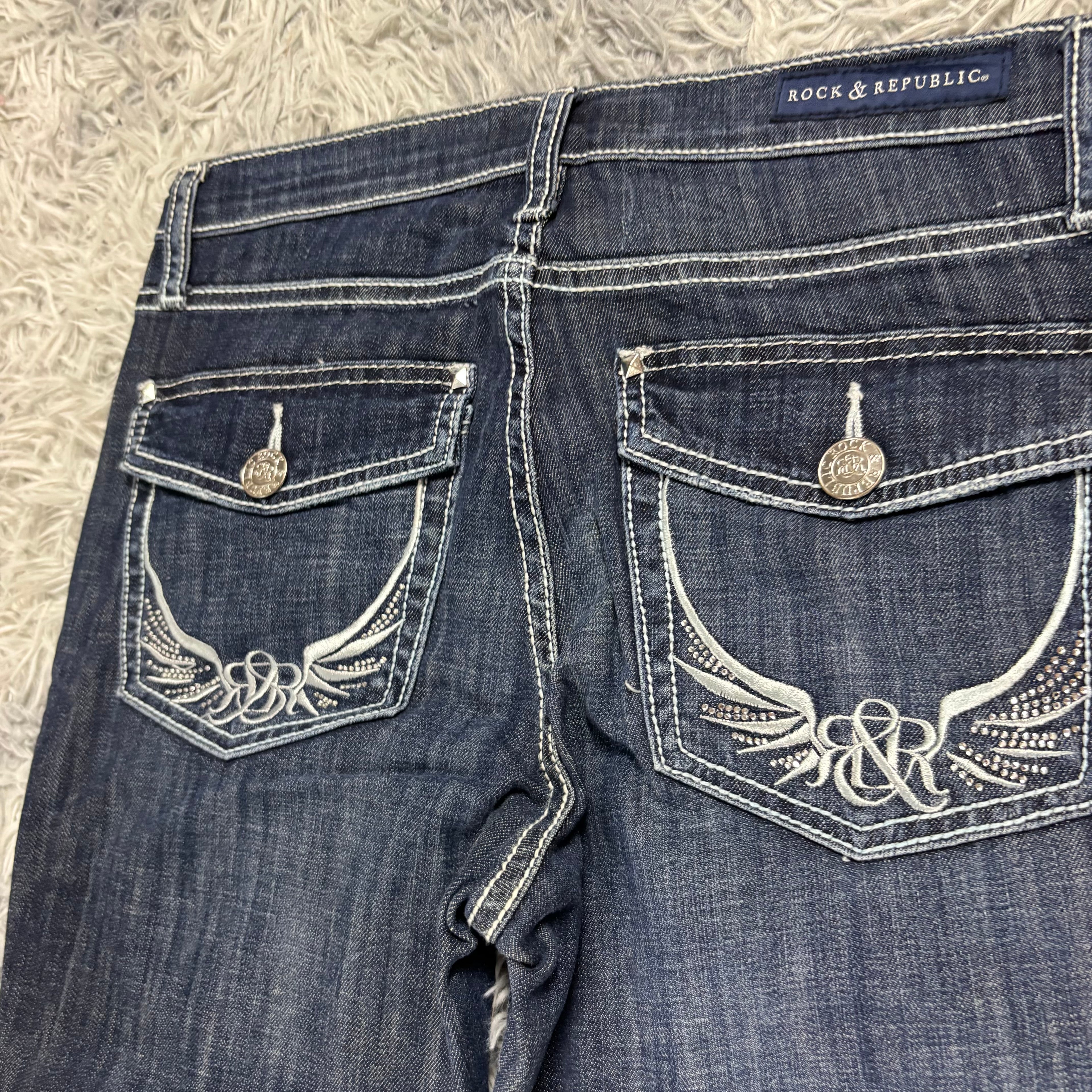 Y2K Lowwaist Bootcut Jeans mit Backprint /women 00s 90s vintage baddie (S-M) /S30