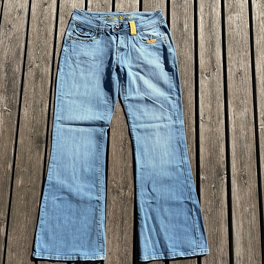 Süße Y2K Lowwaist Bootcut Jeans mit tollen Backprint /women 00s 90s vintage baddie(S-M) S61