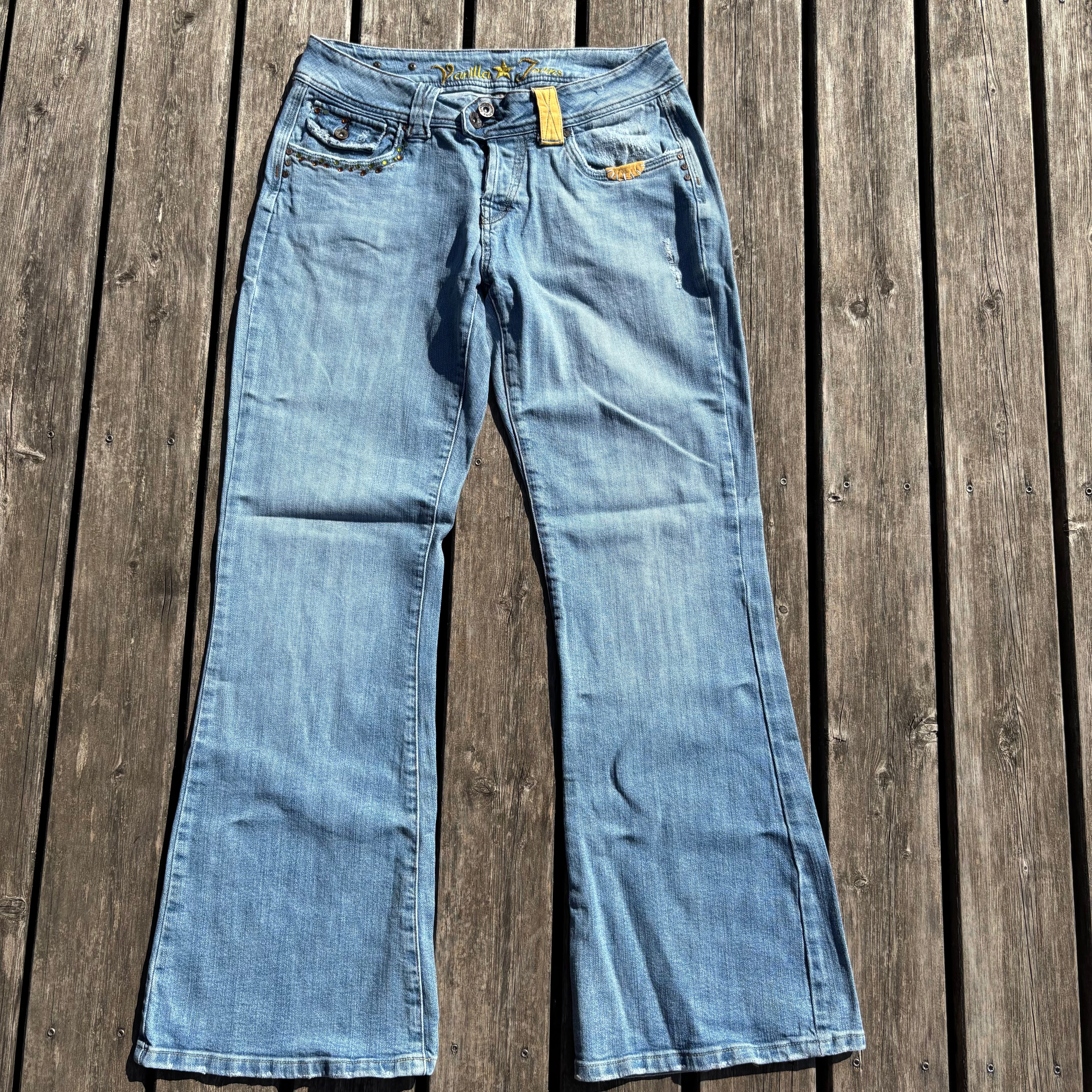 Süße Y2K Lowwaist Bootcut Jeans mit tollen Backprint /women 00s 90s vintage baddie(S-M) S61