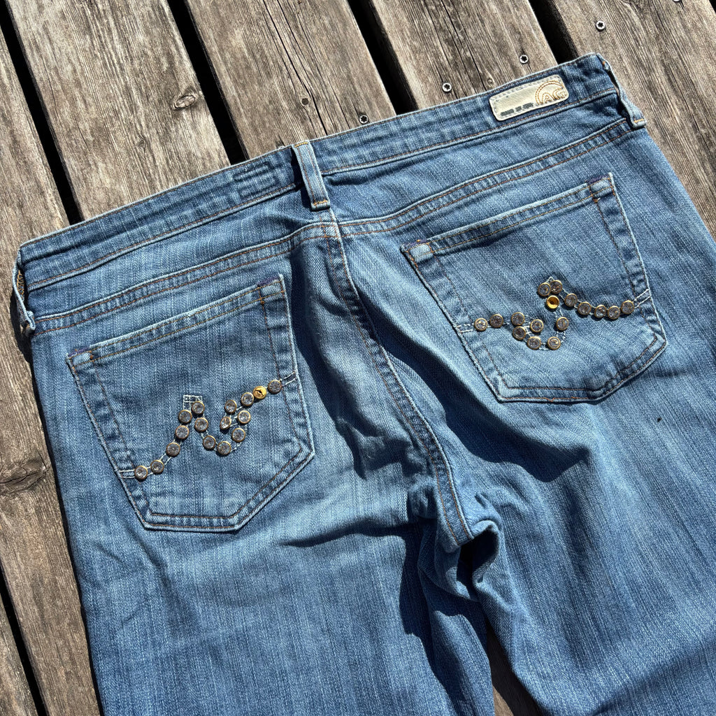 Süße Y2K Lowwaist Bootcut Jeans mit Backprint /women 00s 90s vintage baddie (L-XL) S42