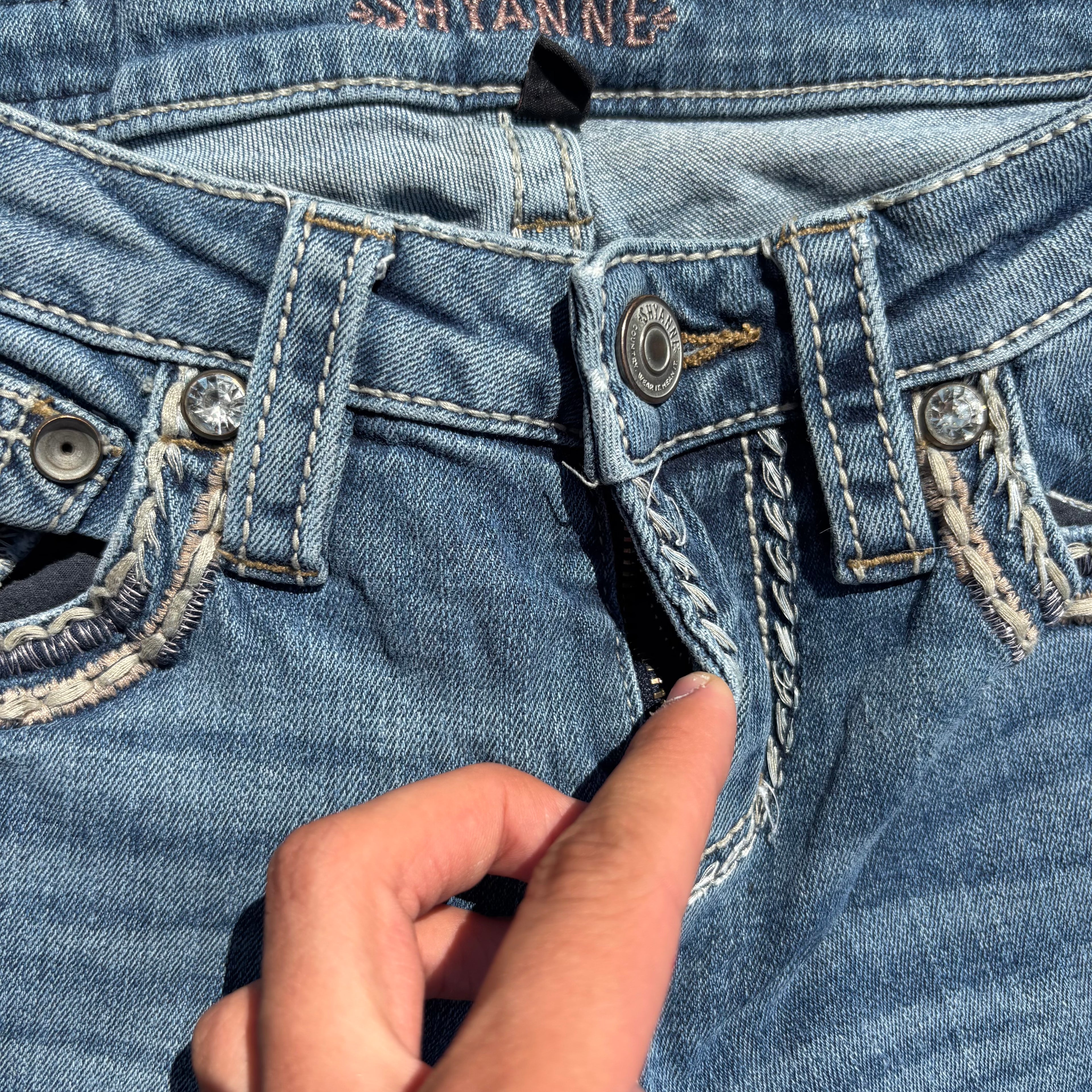 Süße Y2K Lowwaist Bootcut Jeans mit tollen Backprint /women 00s 90s vintage baddie (XXXS) S101