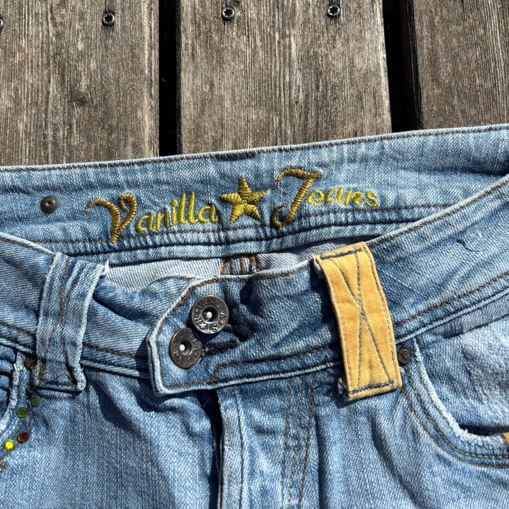 Süße Y2K Lowwaist Bootcut Jeans mit tollen Backprint /women 00s 90s vintage baddie(S-M) S61