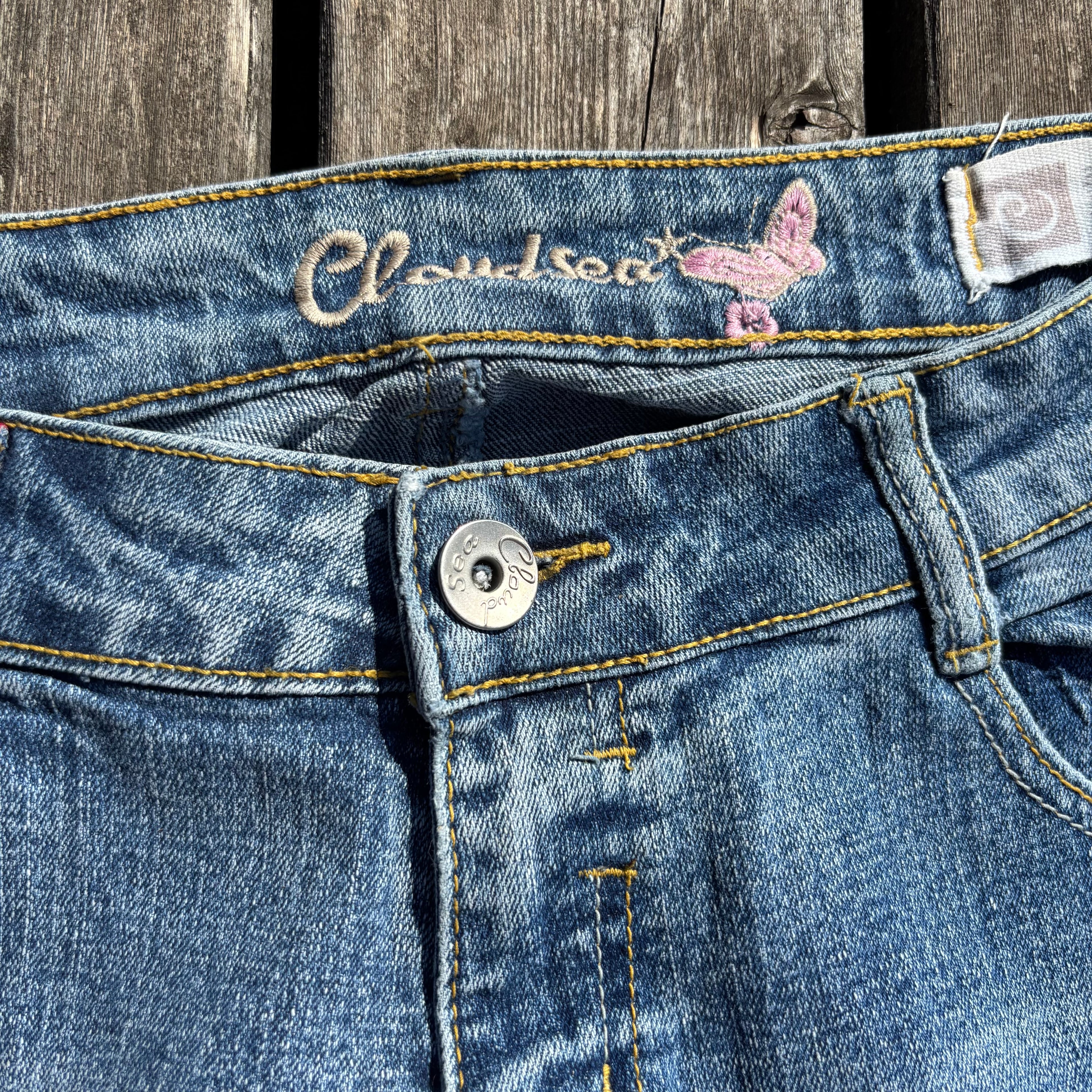 Süße Y2K Lowwaist Bootcut Jeans mit tollen Backprint /women 00s 90s vintage baddie (S-M) S58
