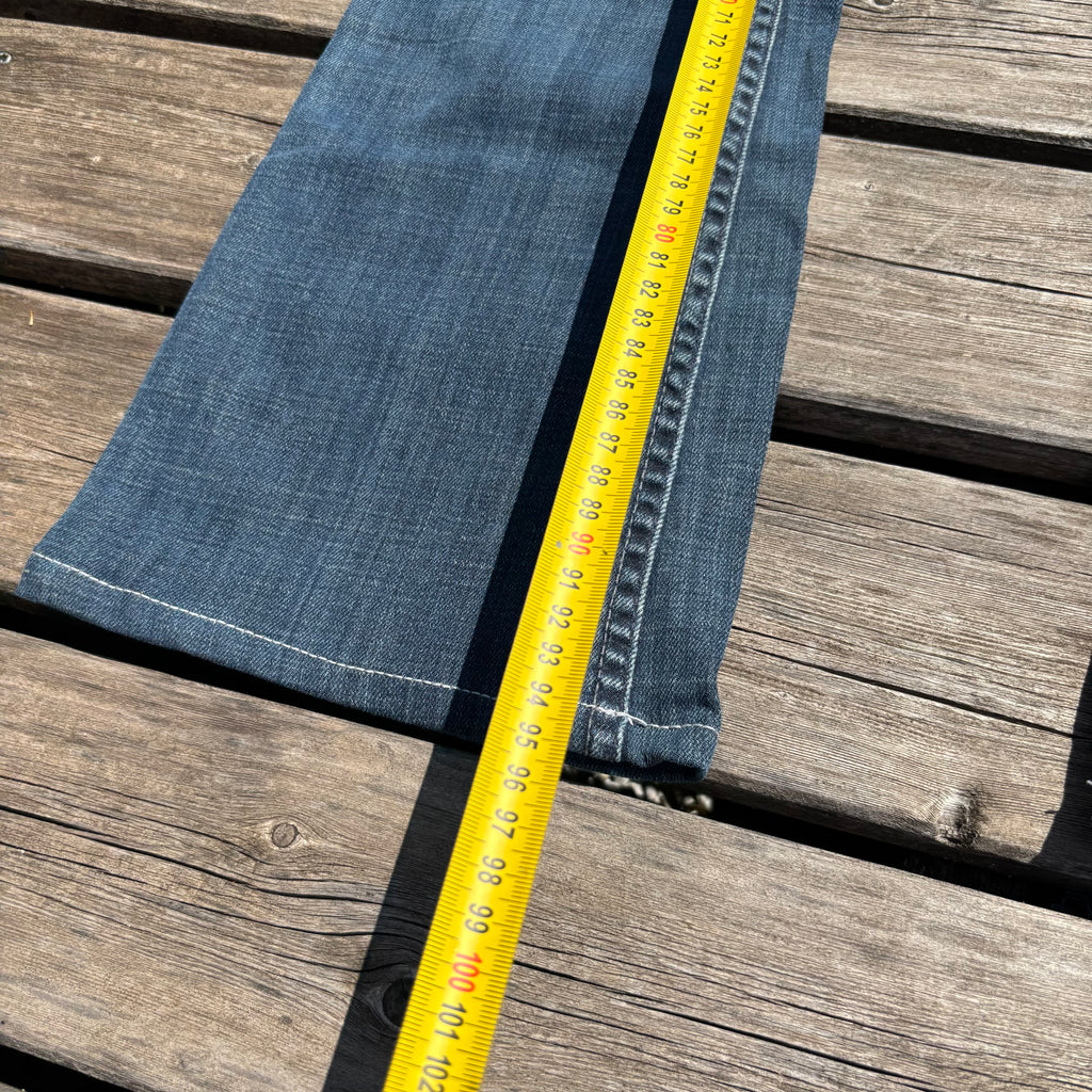 Süße Y2K Lowwaist Bootcut Jeans mit tollen Backprint /women 00s 90s vintage baddie (XXS) S102