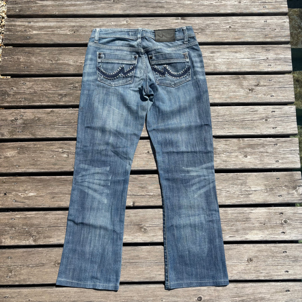 Süße Y2K Lowwaist Bootcut Jeans mit tollen Backprint /women 00s 90s vintage baddie (S97) S-M
