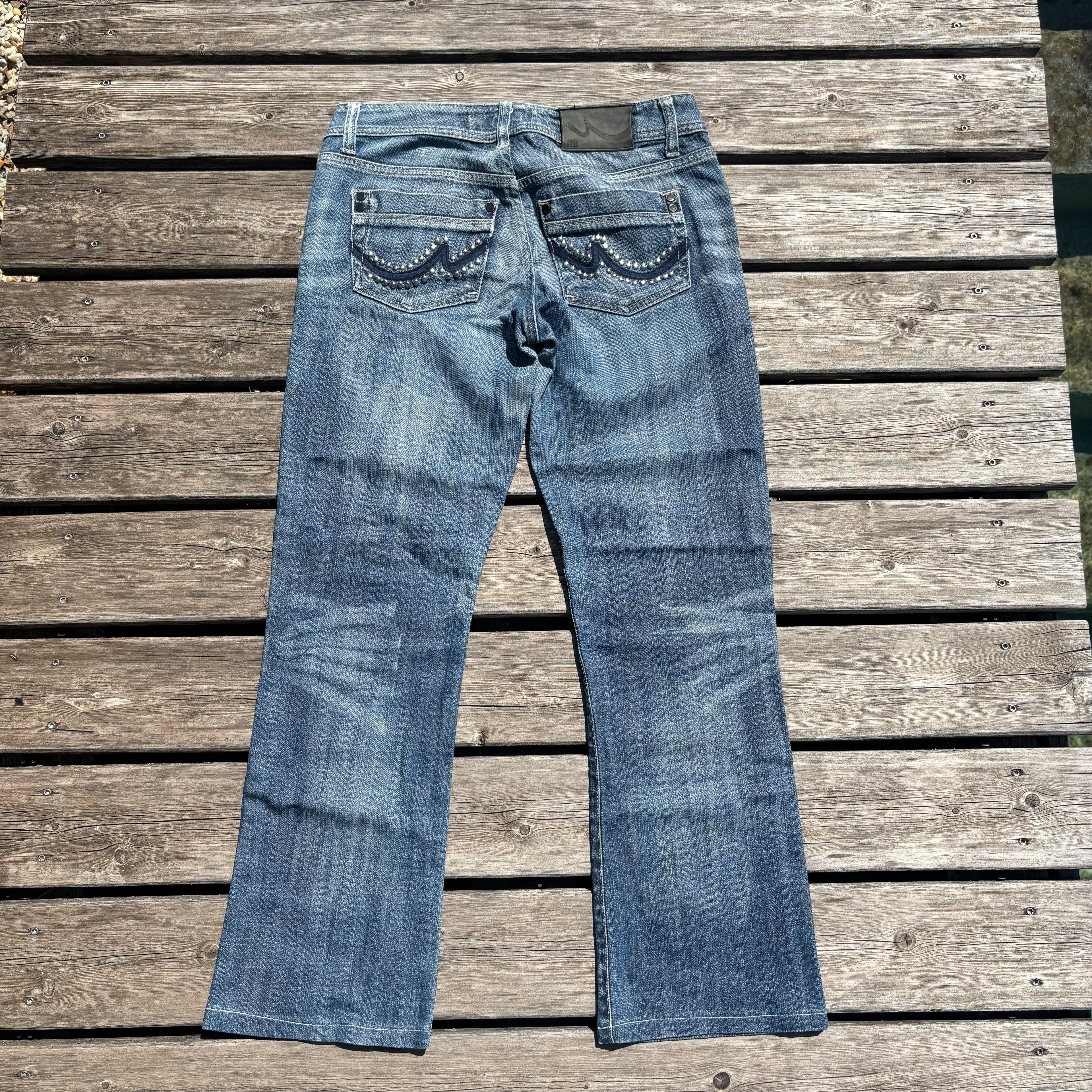 Süße Y2K Lowwaist Bootcut Jeans mit tollen Backprint /women 00s 90s vintage baddie (S97) S-M
