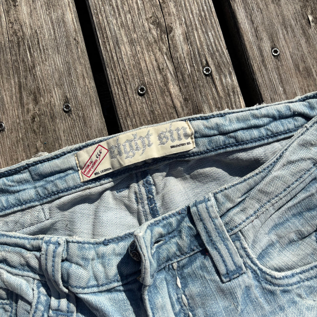 Süße Y2K Lowwaist Bootcut Jeans mit tollen Backprint /women 00s 90s vintage baddie (S-M) S59