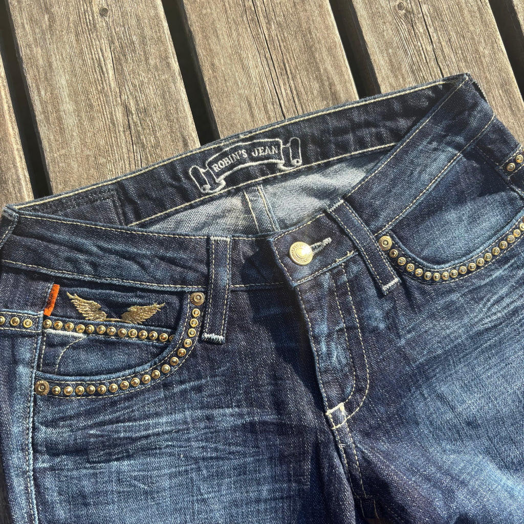 Süße Y2K Lowwaist Bootcut Jeans mit tollen Backprint /women 00s 90s vintage baddie (XXS-XS) S85