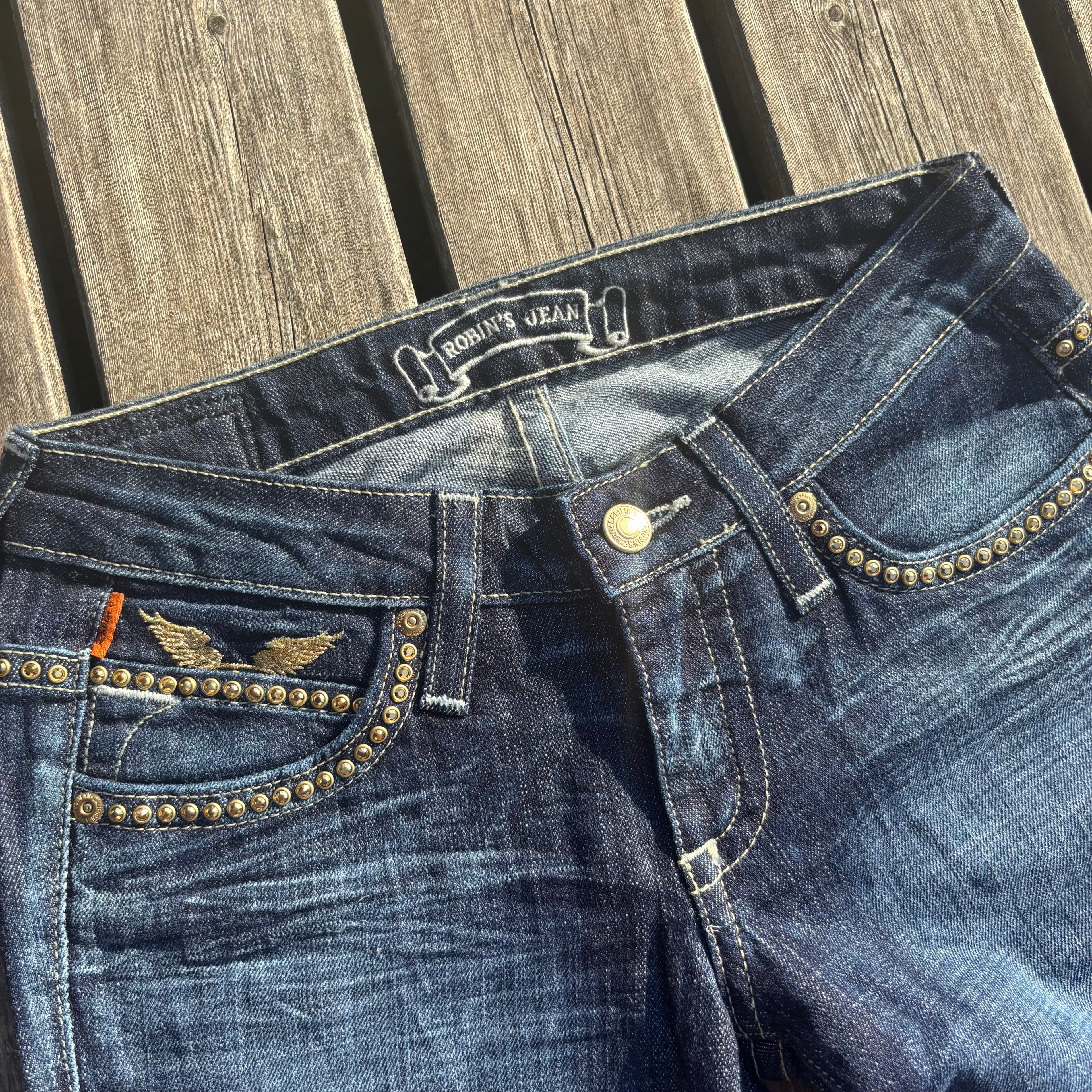 Süße Y2K Lowwaist Bootcut Jeans mit tollen Backprint /women 00s 90s vintage baddie (XXS-XS) S85
