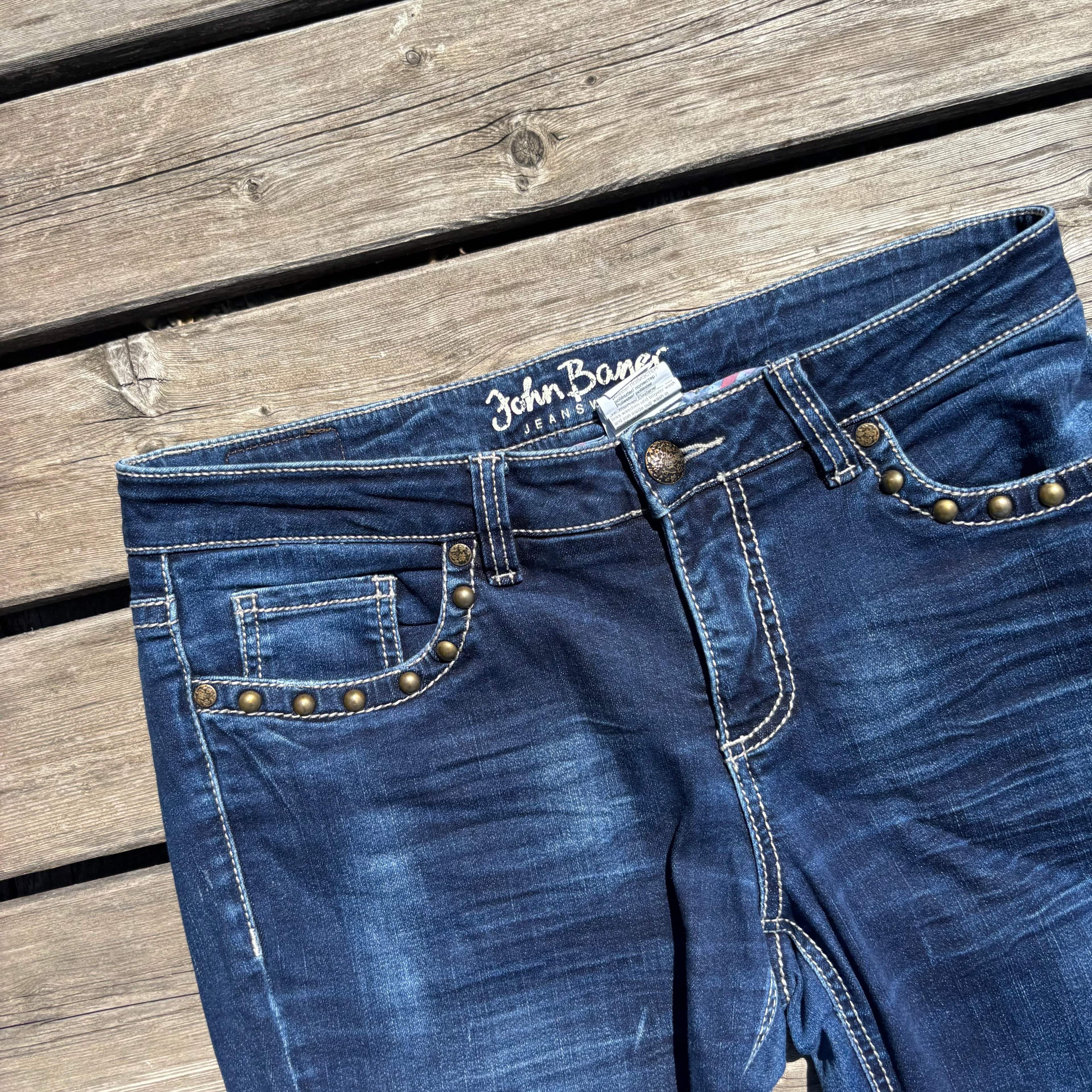 Süße Y2K Lowwaist Bootcut Jeans mit tollen Backprint /women 00s 90s vintage baddie (XL) S99