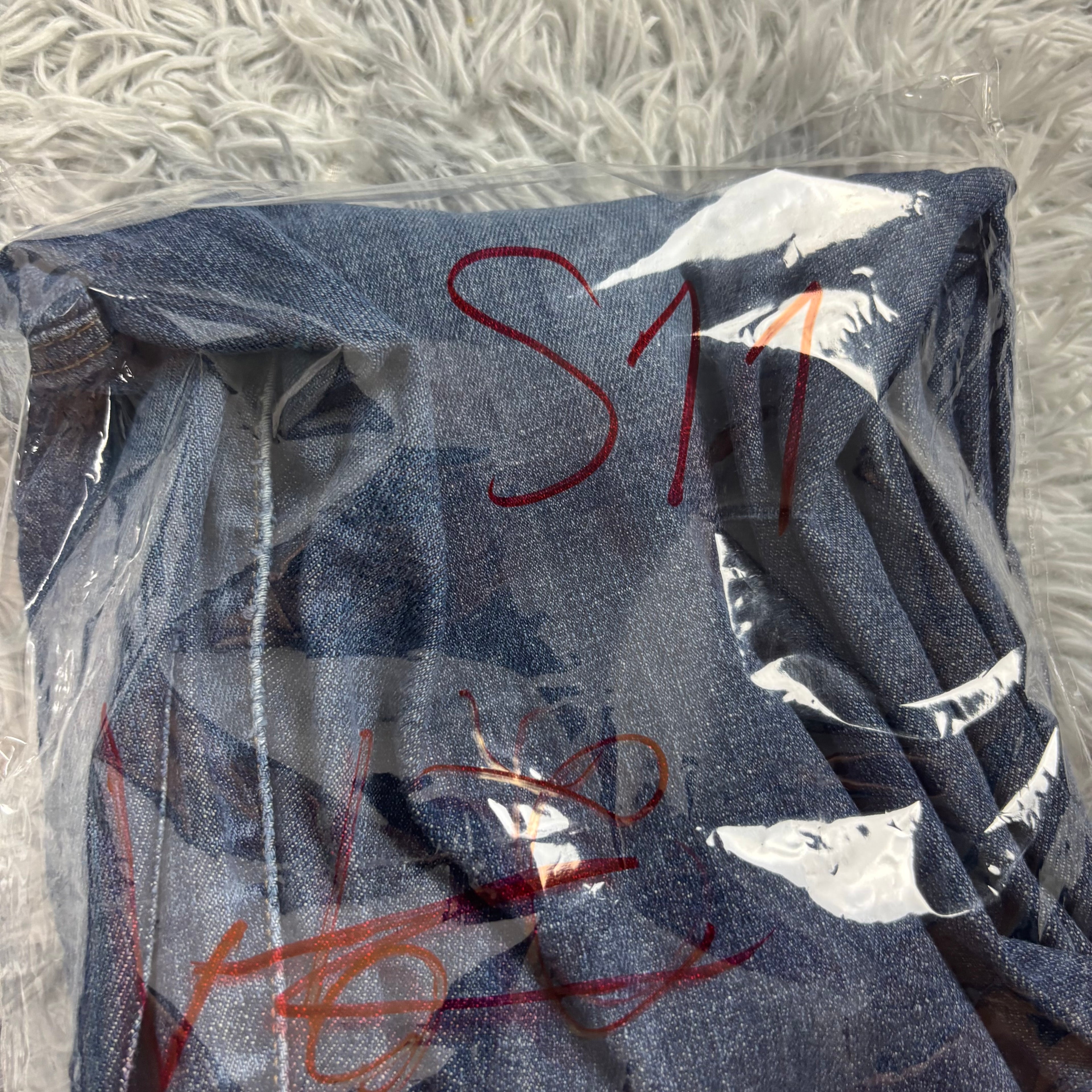 Süße Y2K Bootcut-Straight Jeans mit tollen Backprint /women lowwaist 00s 90s S11 XS