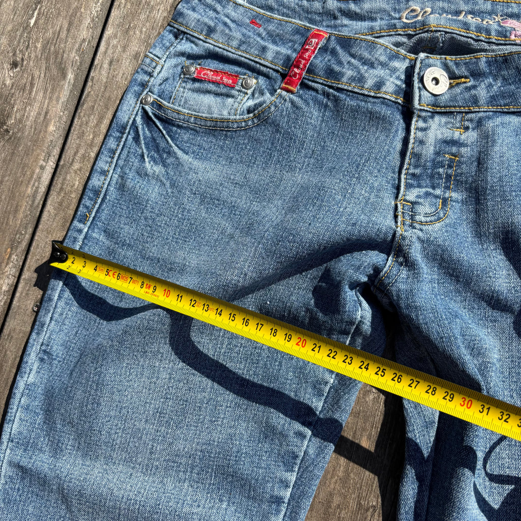 Süße Y2K Lowwaist Bootcut Jeans mit tollen Backprint /women 00s 90s vintage baddie (S-M) S58