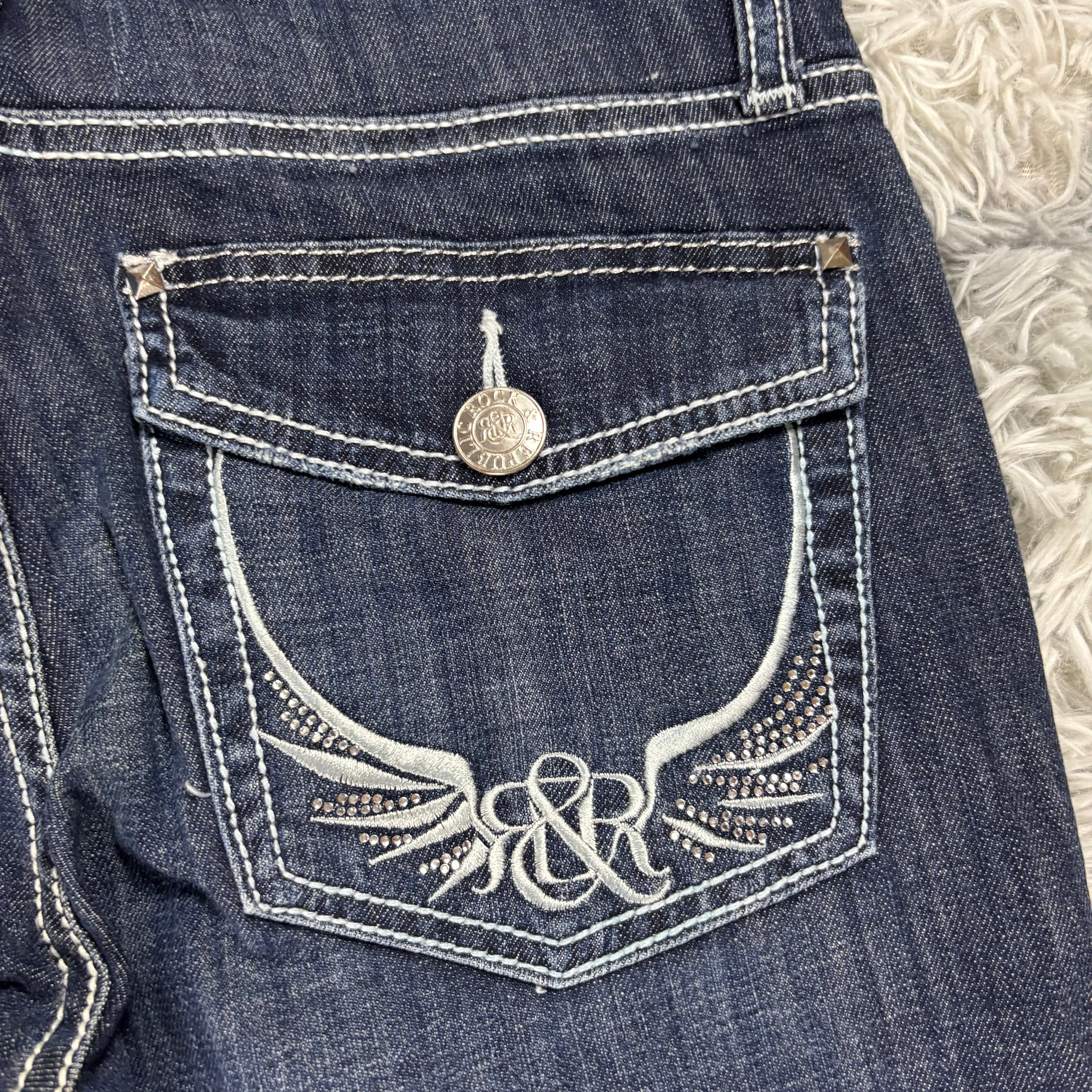 Y2K Lowwaist Bootcut Jeans mit Backprint /women 00s 90s vintage baddie (S-M) /S30