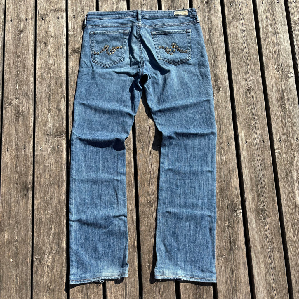 Süße Y2K Lowwaist Bootcut Jeans mit Backprint /women 00s 90s vintage baddie (L-XL) S42