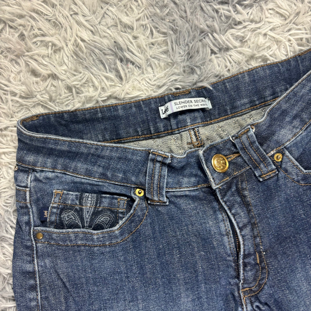 Süße Y2K Bootcut-Straight Jeans mit tollen Backprint /women lowwaist 00s 90s S11 XS