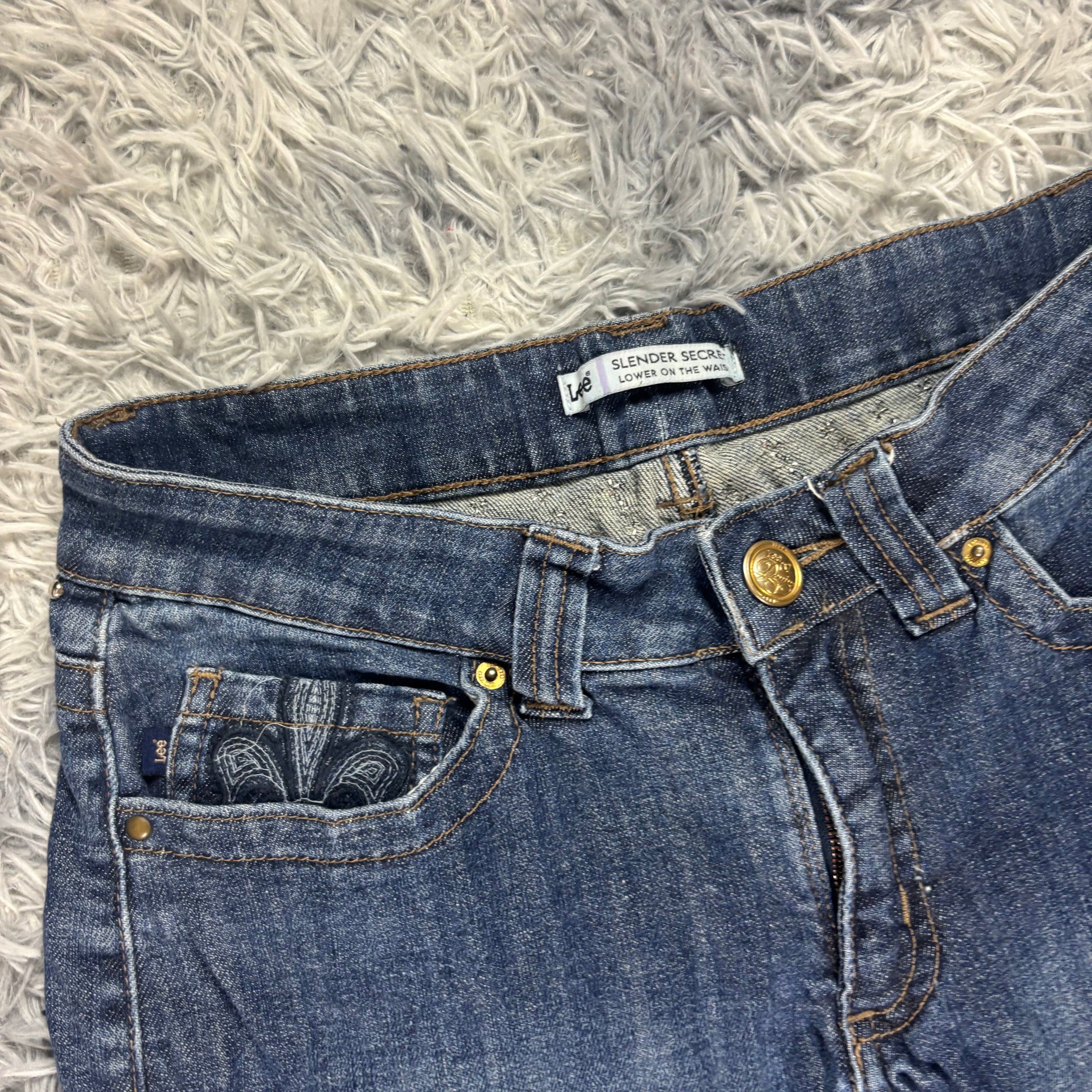 Süße Y2K Bootcut-Straight Jeans mit tollen Backprint /women lowwaist 00s 90s S11 XS