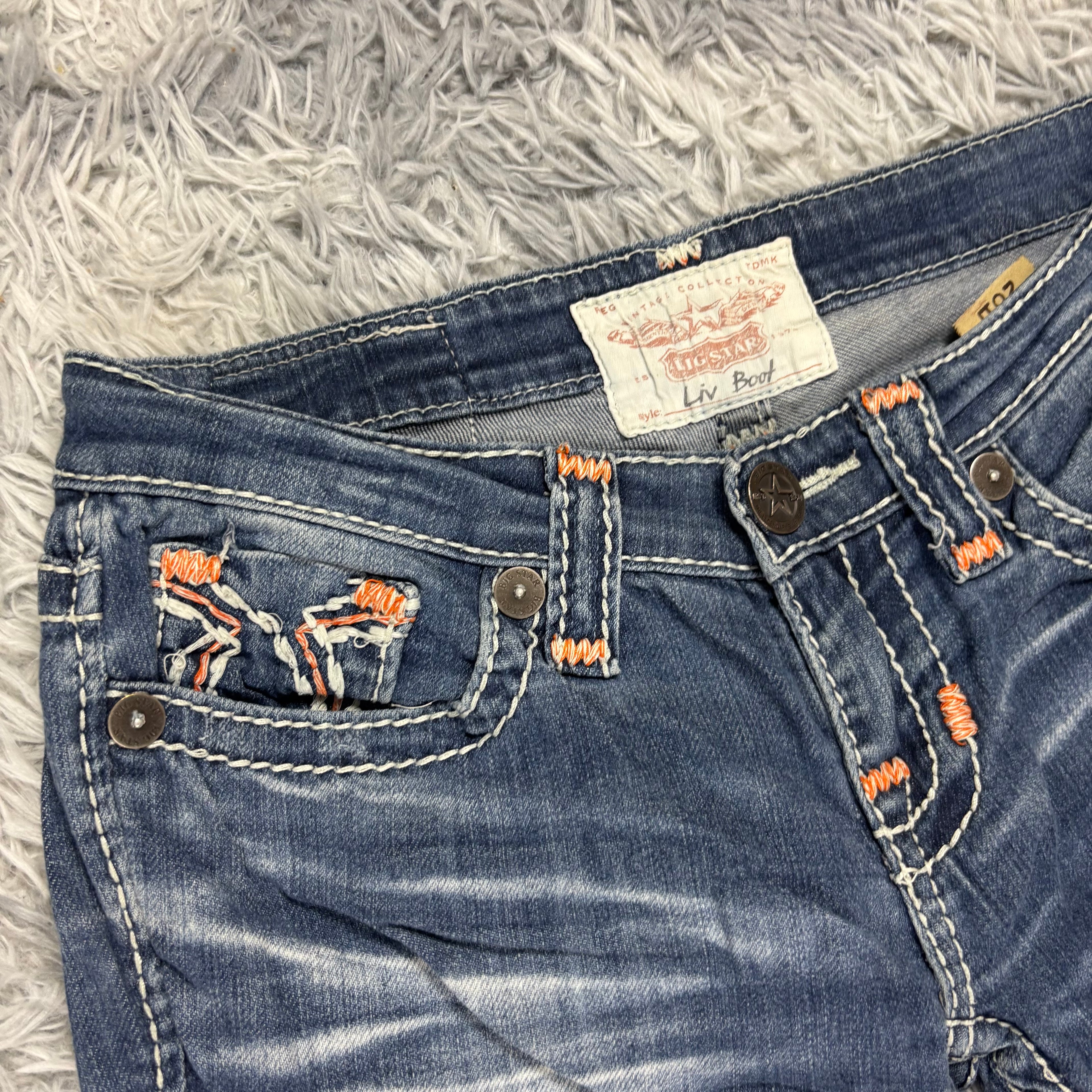 Süße Y2K Bootcut Lowwaist Jeans mit Backprint /women 90s 00s style vintage M S11