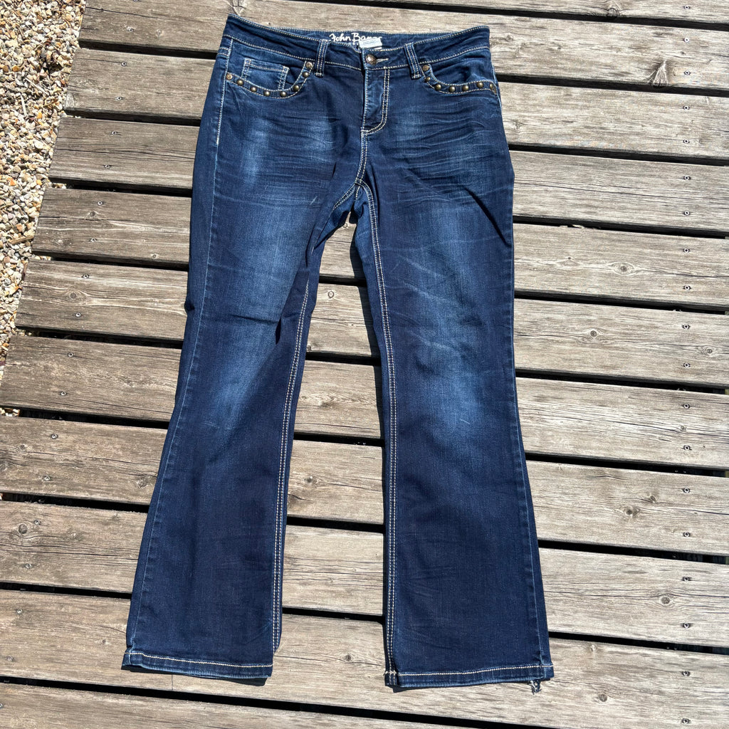 Süße Y2K Lowwaist Bootcut Jeans mit tollen Backprint /women 00s 90s vintage baddie (XL) S99