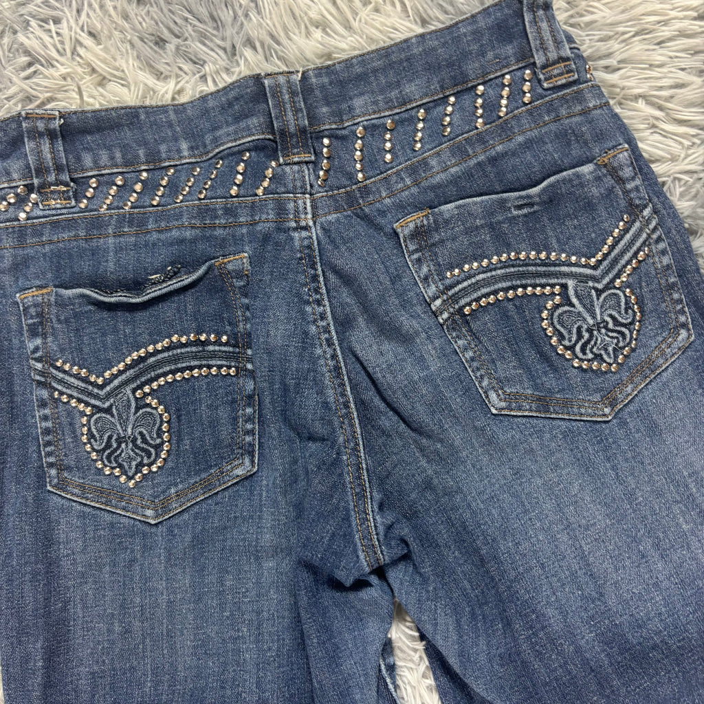 Süße Y2K Bootcut-Straight Jeans mit tollen Backprint /women lowwaist 00s 90s S11 XS