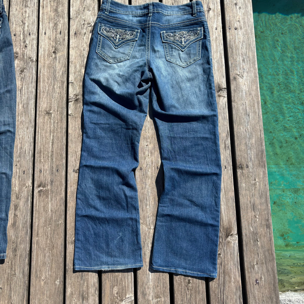 Süße Y2K Jeans mit tollen Backprint mit tollen Backprint /streetwear 00s 90s baddie /L (S36)