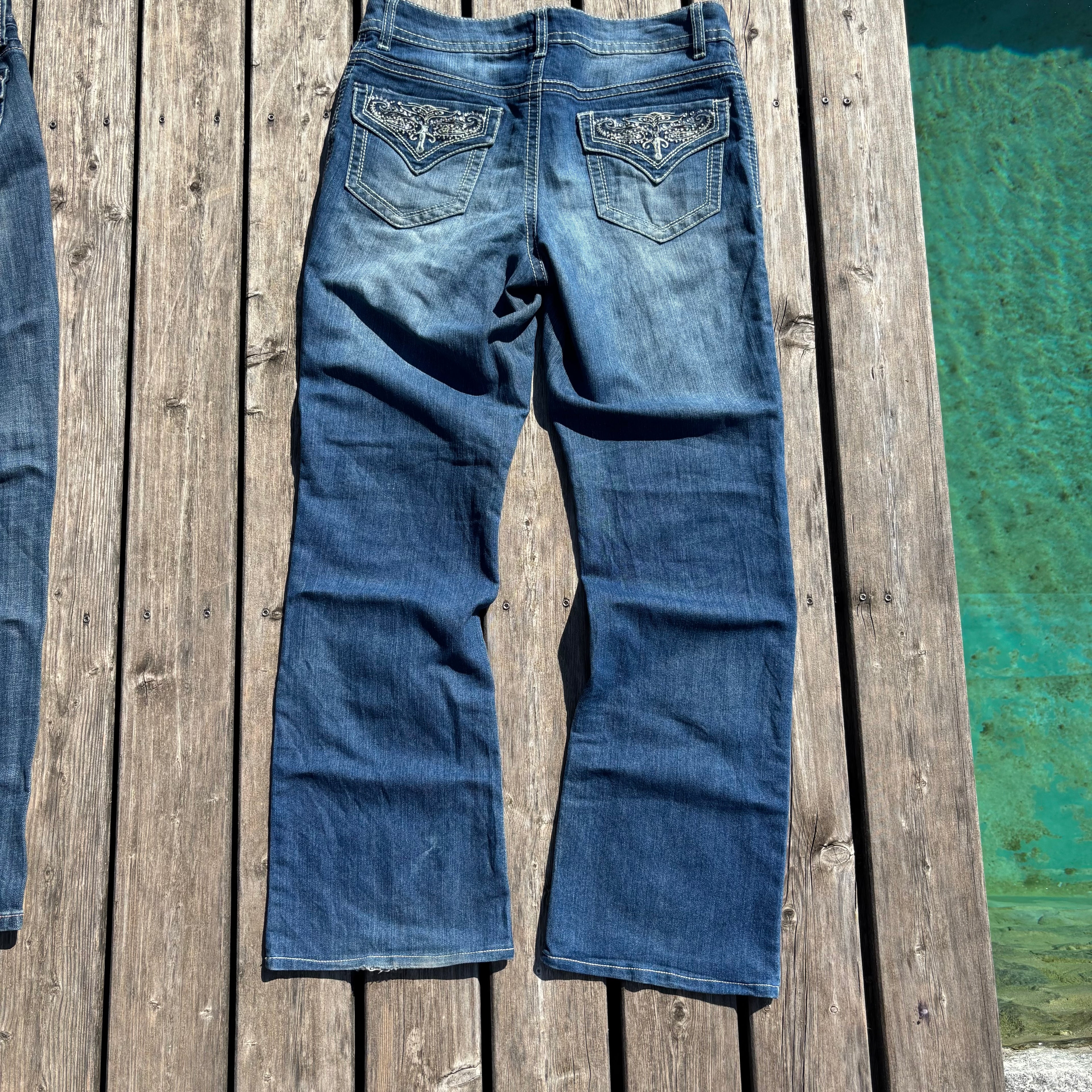 Süße Y2K Jeans mit tollen Backprint mit tollen Backprint /streetwear 00s 90s baddie /L (S36)