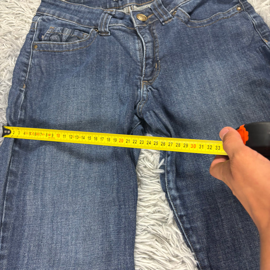 Süße Y2K Bootcut-Straight Jeans mit tollen Backprint /women lowwaist 00s 90s S11 XS