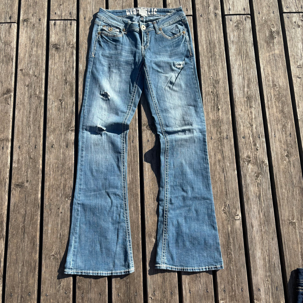 Süße Y2K Lowwaist Bootcut Jeans mit tollen Backprint XS-S /women 00s 90s vintage baddie S73