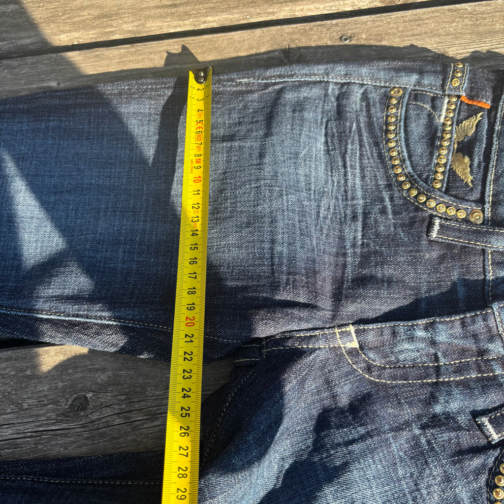 Süße Y2K Lowwaist Bootcut Jeans mit tollen Backprint /women 00s 90s vintage baddie (XXS-XS) S85