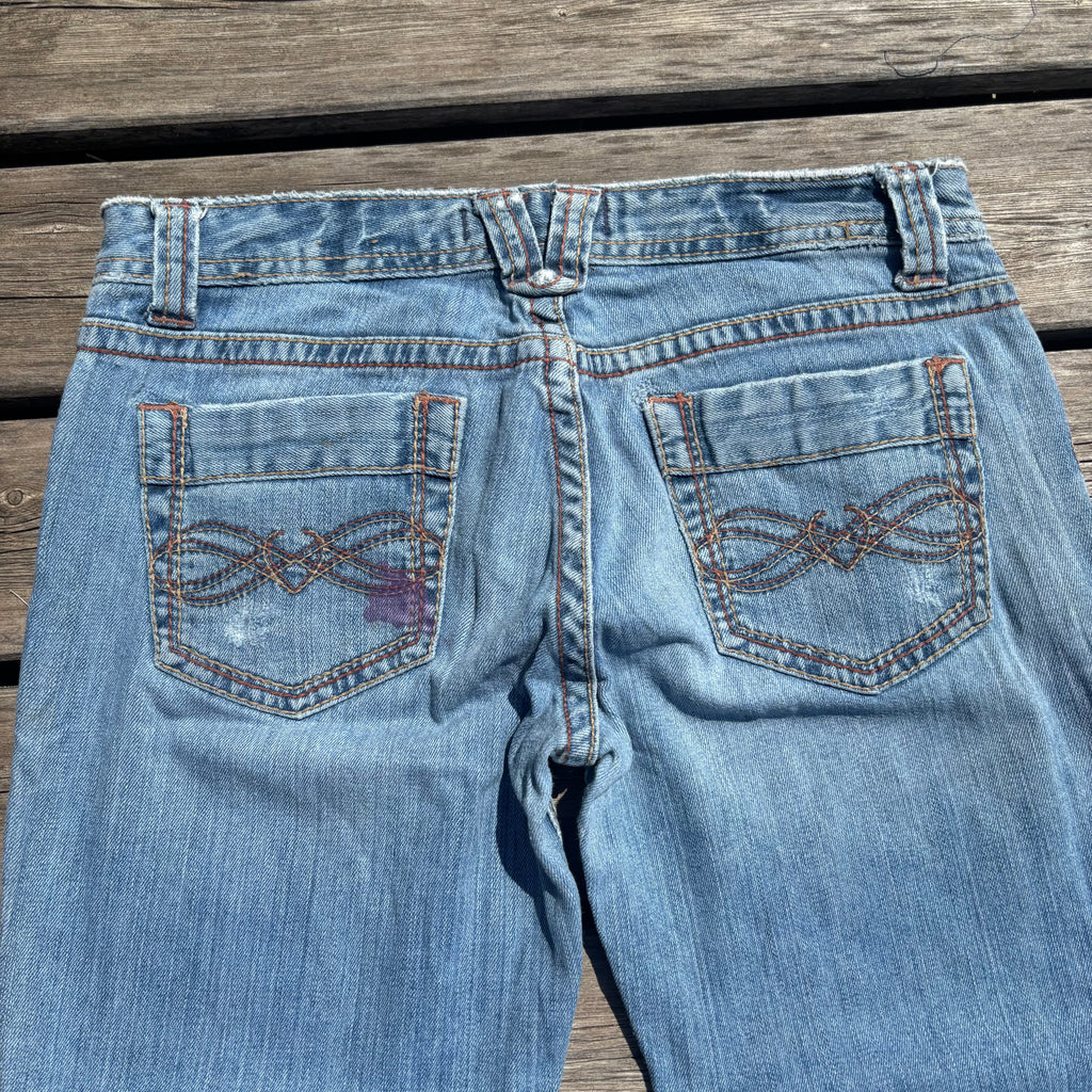Süße Y2K Lowwaist Bootcut Jeans mit tollen Backprint /women 00s 90s vintage baddie (S) 104