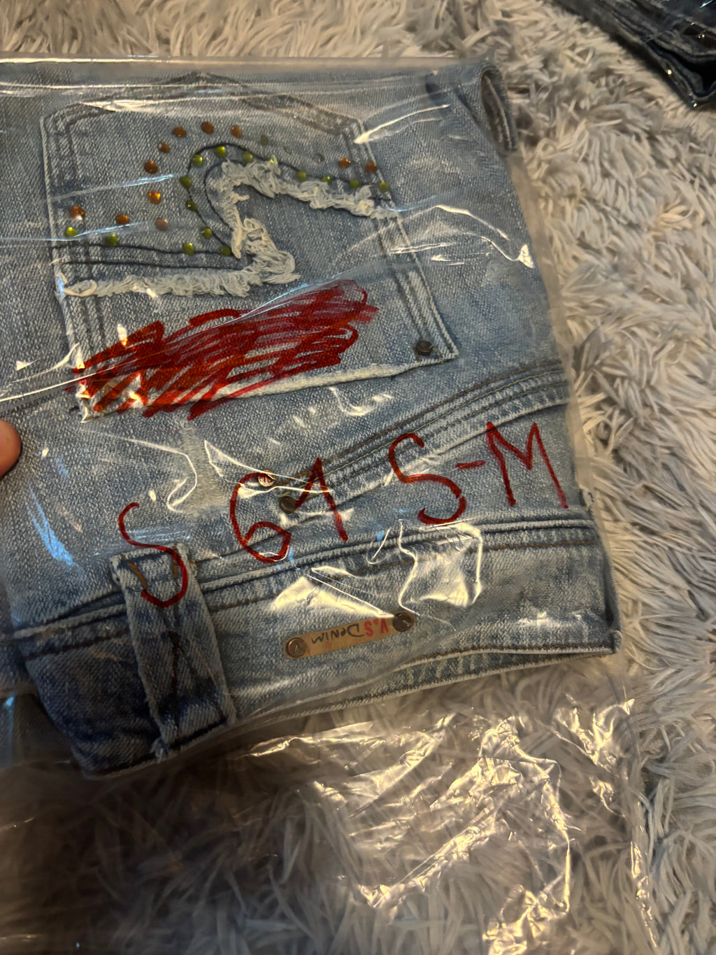 Süße Y2K Lowwaist Bootcut Jeans mit tollen Backprint /women 00s 90s vintage baddie(S-M) S61