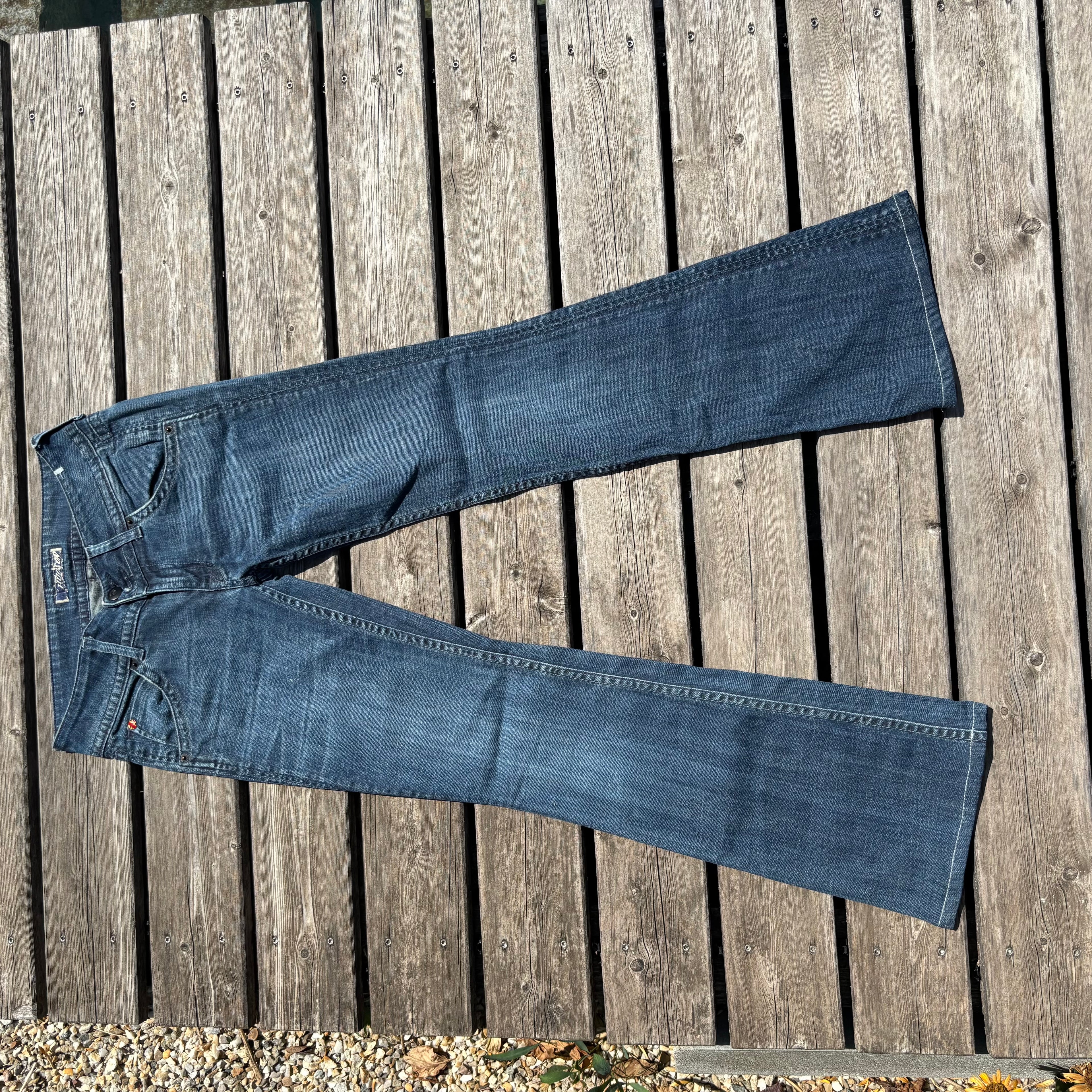 Süße Y2K Lowwaist Bootcut Jeans mit tollen Backprint /women 00s 90s vintage baddie (XXS) S102