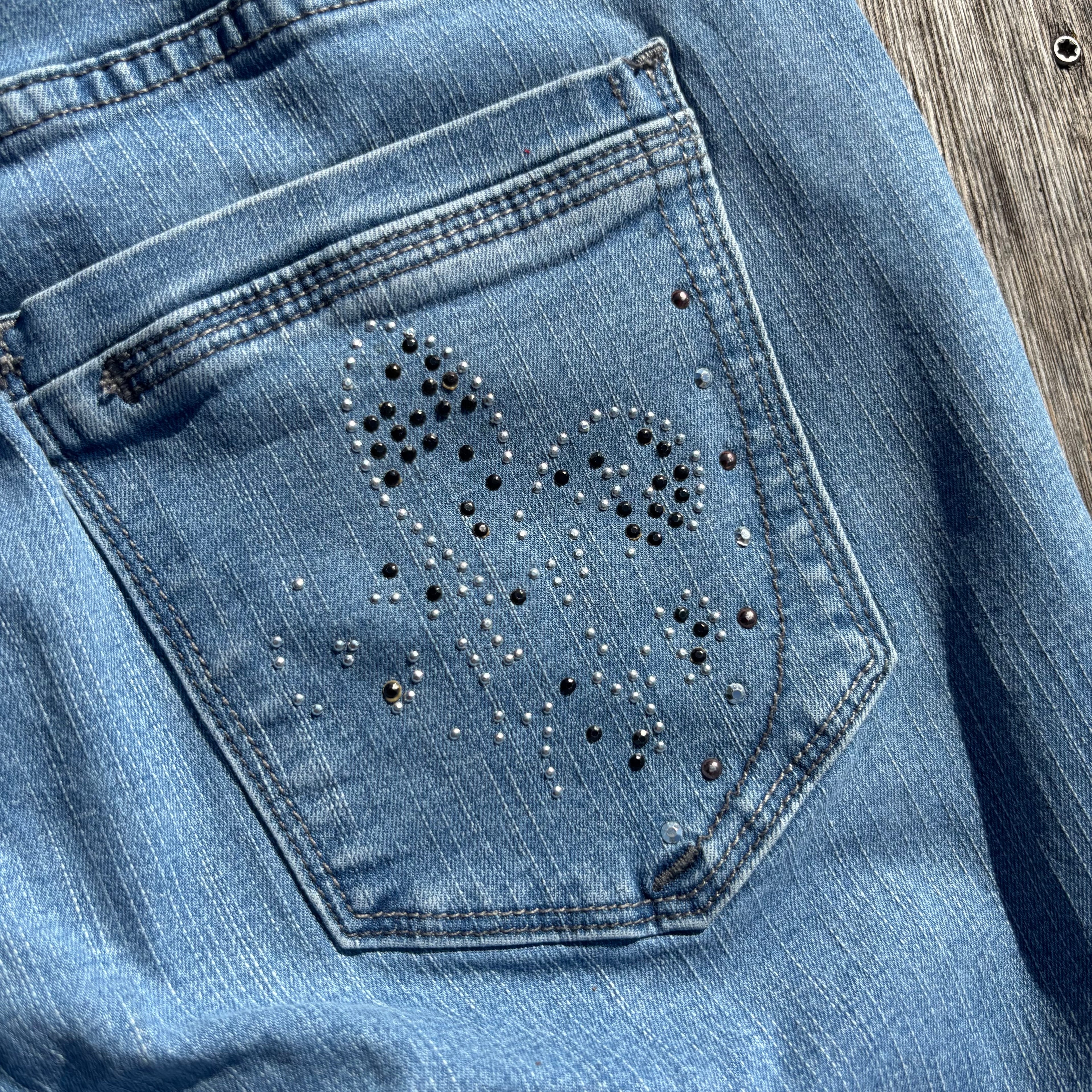 Süße Y2K Lowwaist Bootcut Jeans mit backprint /women 00s 90s vintage baddie (S) S43
