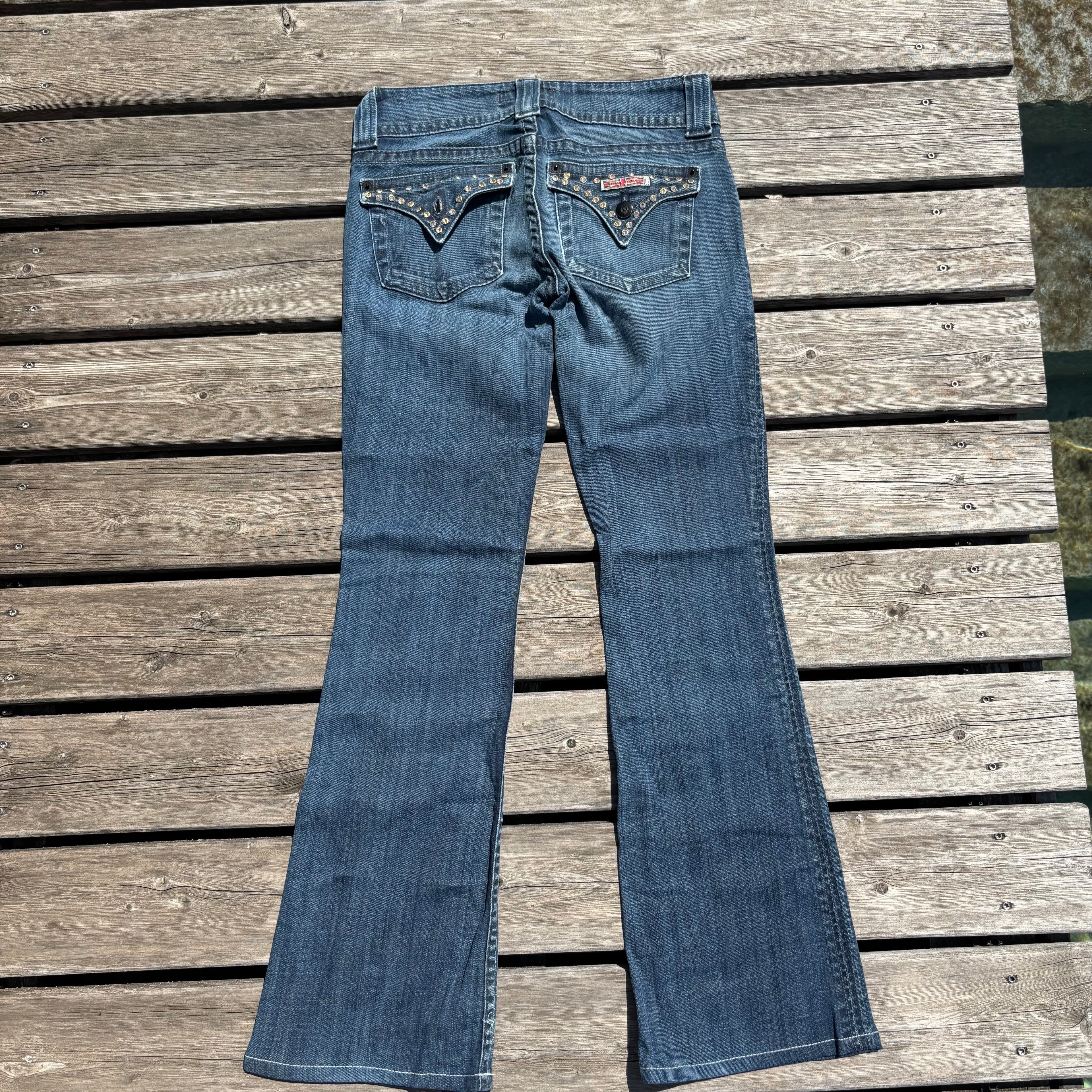 Süße Y2K Lowwaist Bootcut Jeans mit tollen Backprint /women 00s 90s vintage baddie (XXS) S102